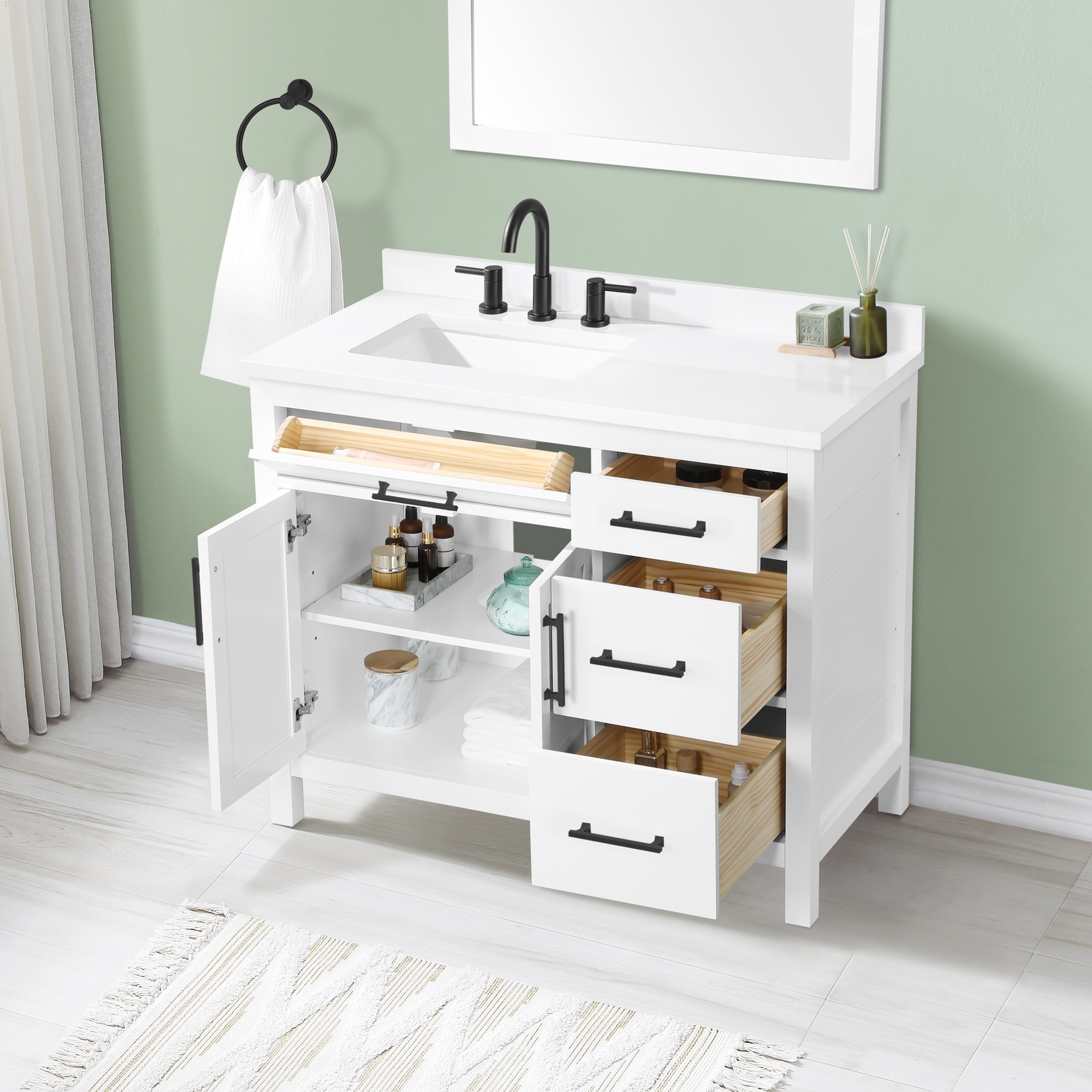 allen + roth Finkley 42-in White Undermount Single Sink Bathroom Vanity ...