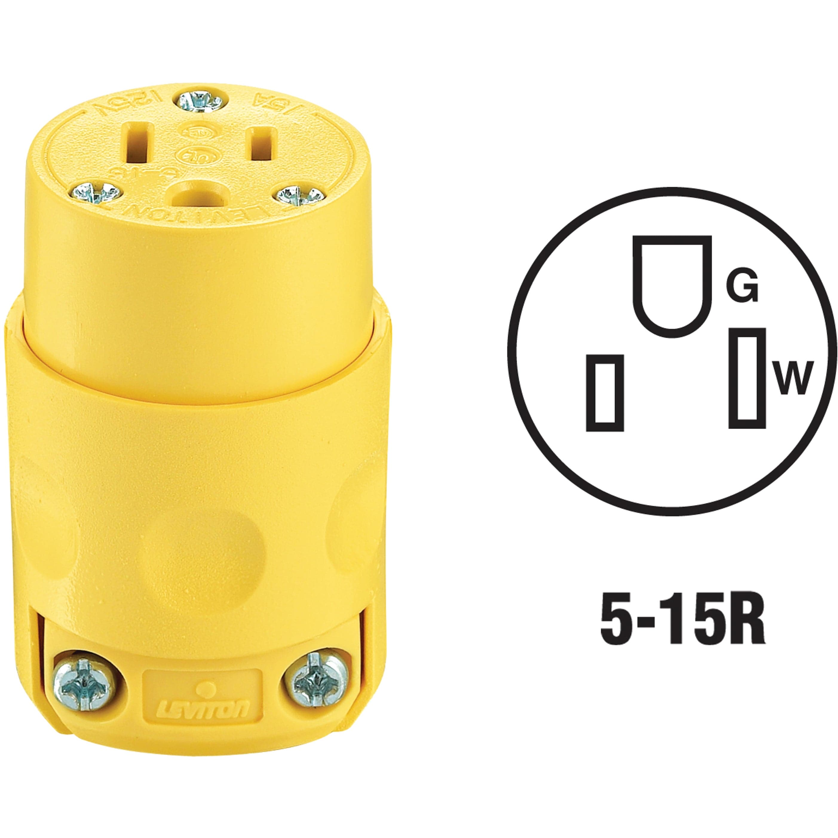 Leviton  15 Amp 125 Volt Commercial Grade Straight Blade Connector Yellow