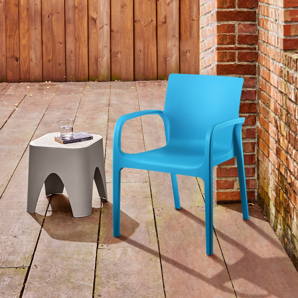 Lagoon 7050B7-S1LGA Alissa Set of 2 Stackable Blue Resin Frame Stationary Dining Chair with Solid Seat
