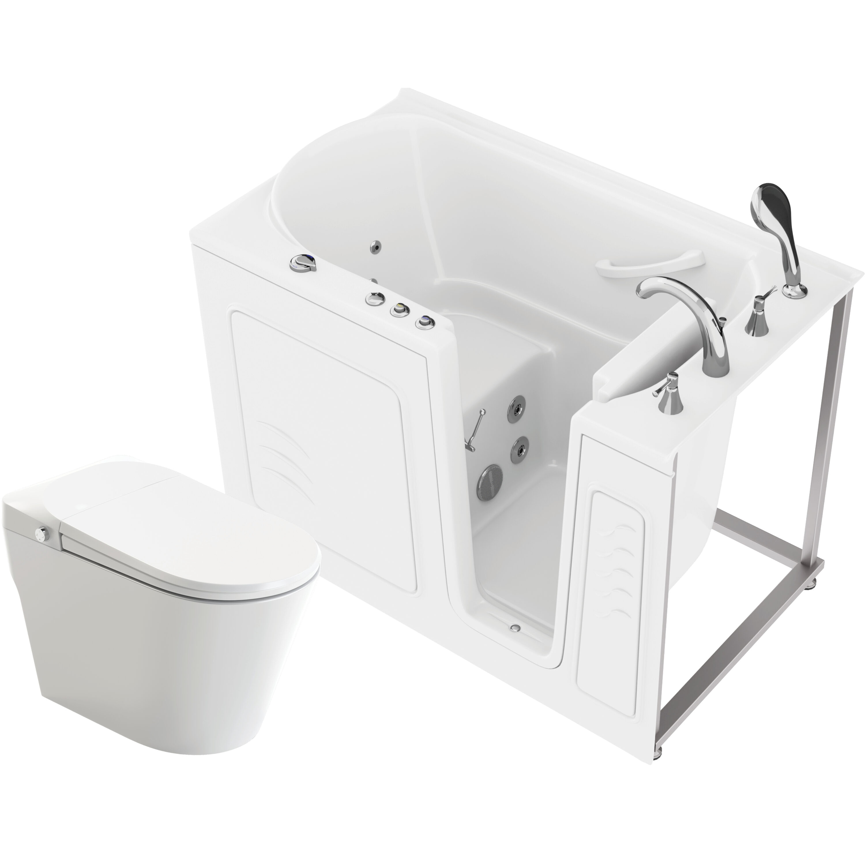Endurance LS Series 29.875-in x 52.375-in White Gel-coated Fiberglass Rectangle Walk-in Whirlpool Tub with Faucet Hand Shower with Drain ( Right Drain )
