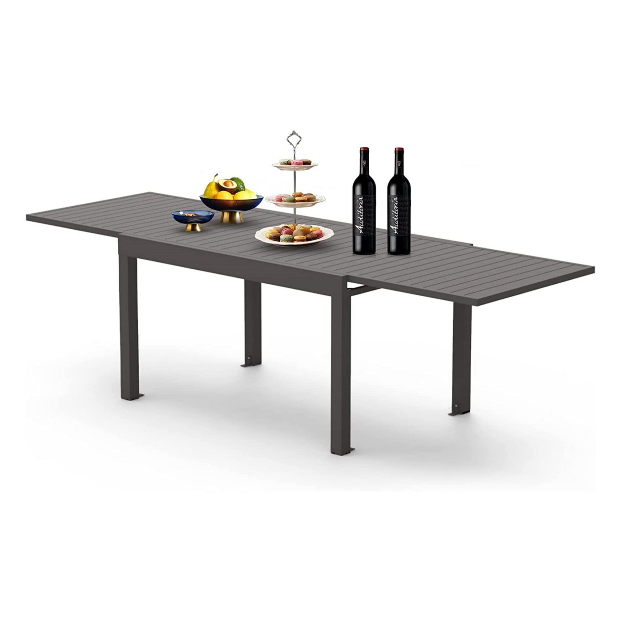 Clihome CL-DOL349 Large Extendable Patio Dining Table Rectangle Extendable Outdoor Dining Table 35.5-in W x 106.25-in L