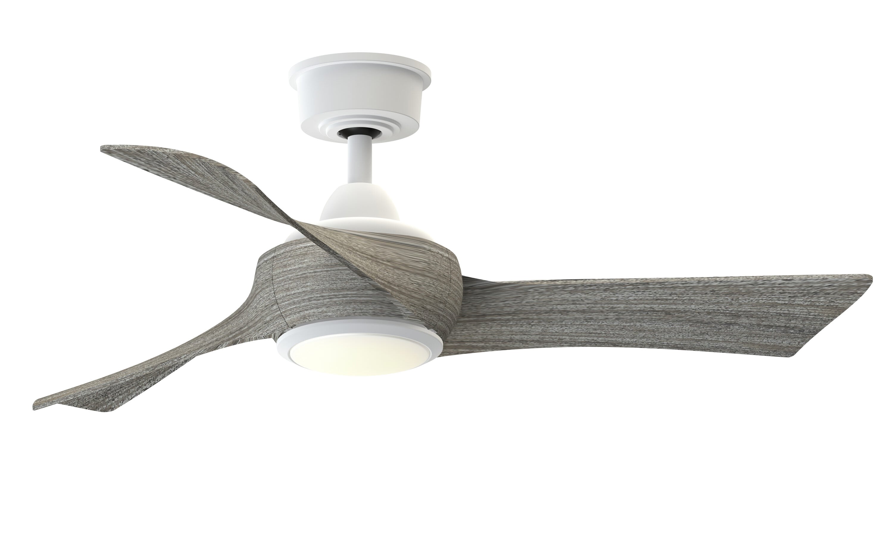 Fanimation FPD8530MW-44WE-LK Wrap Custom 44-in Matte White Color-changing Integrated LED Indoor/Outdoor Smart Ceiling Fan with Light and Remote (3-Blade)