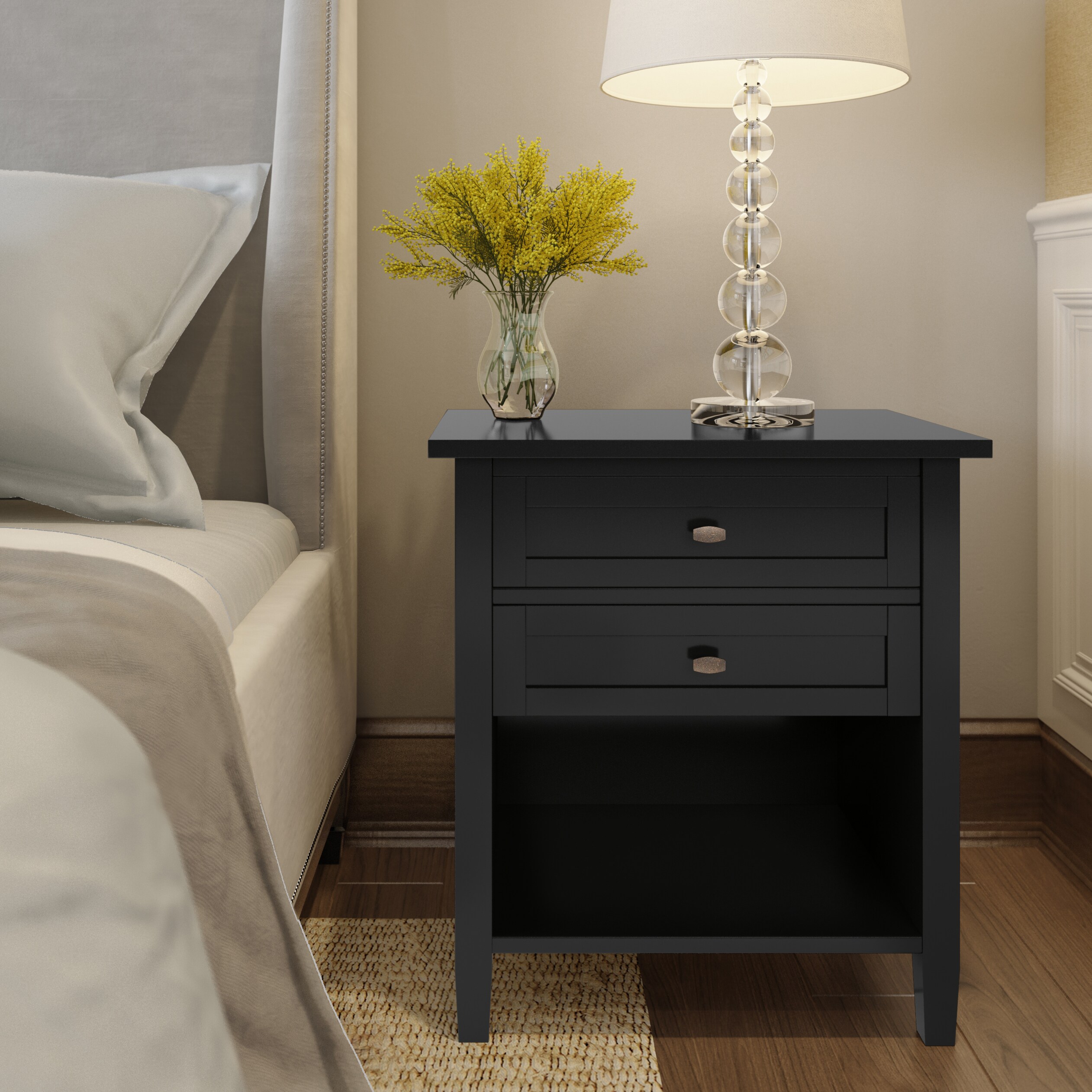 Blisstyle Warm Shaker Solid Wood 24 Inch Wide Transitional Nightstand ...