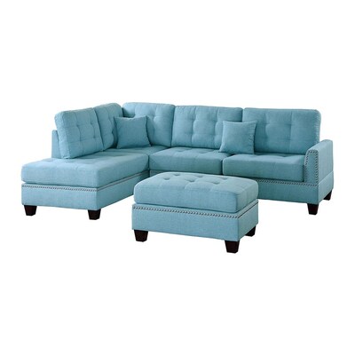 Zuiver extase geschiedenis Poundex Adolph Casual 3-Piece Polyester/Polyester Blend Light Blue Living  Room Set in the Living Room Sets department at Lowes.com