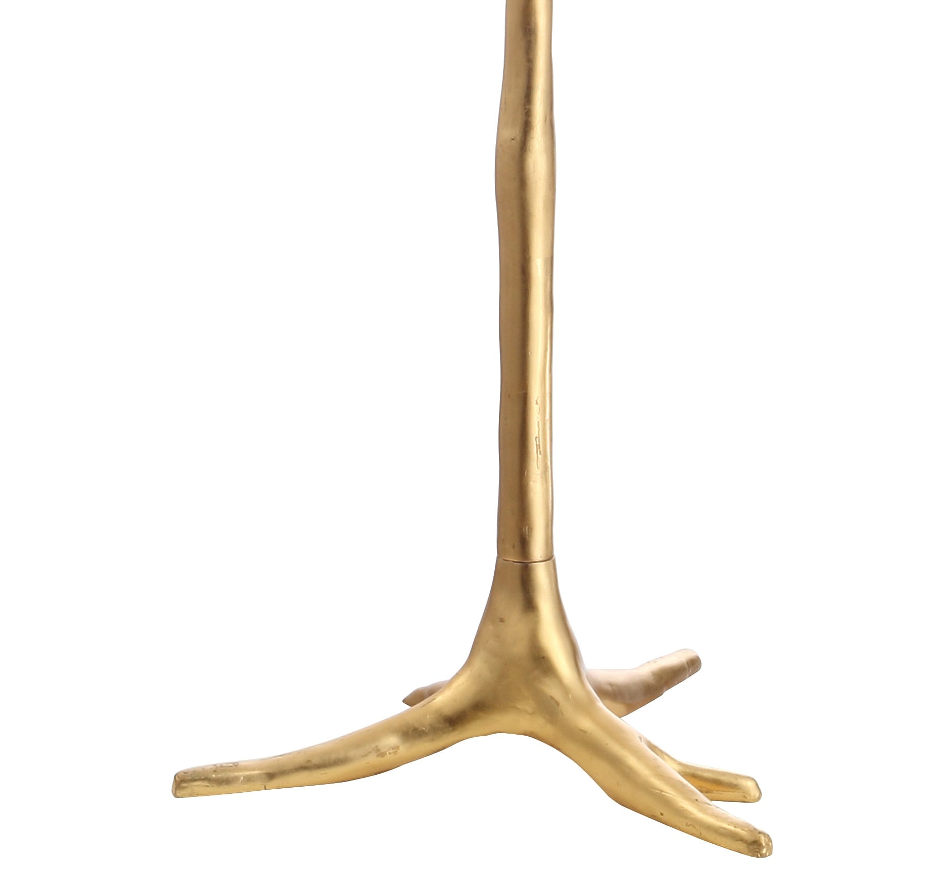 Arbor Gold Faux Bois Resin Arc Floor Lamp with White Shade