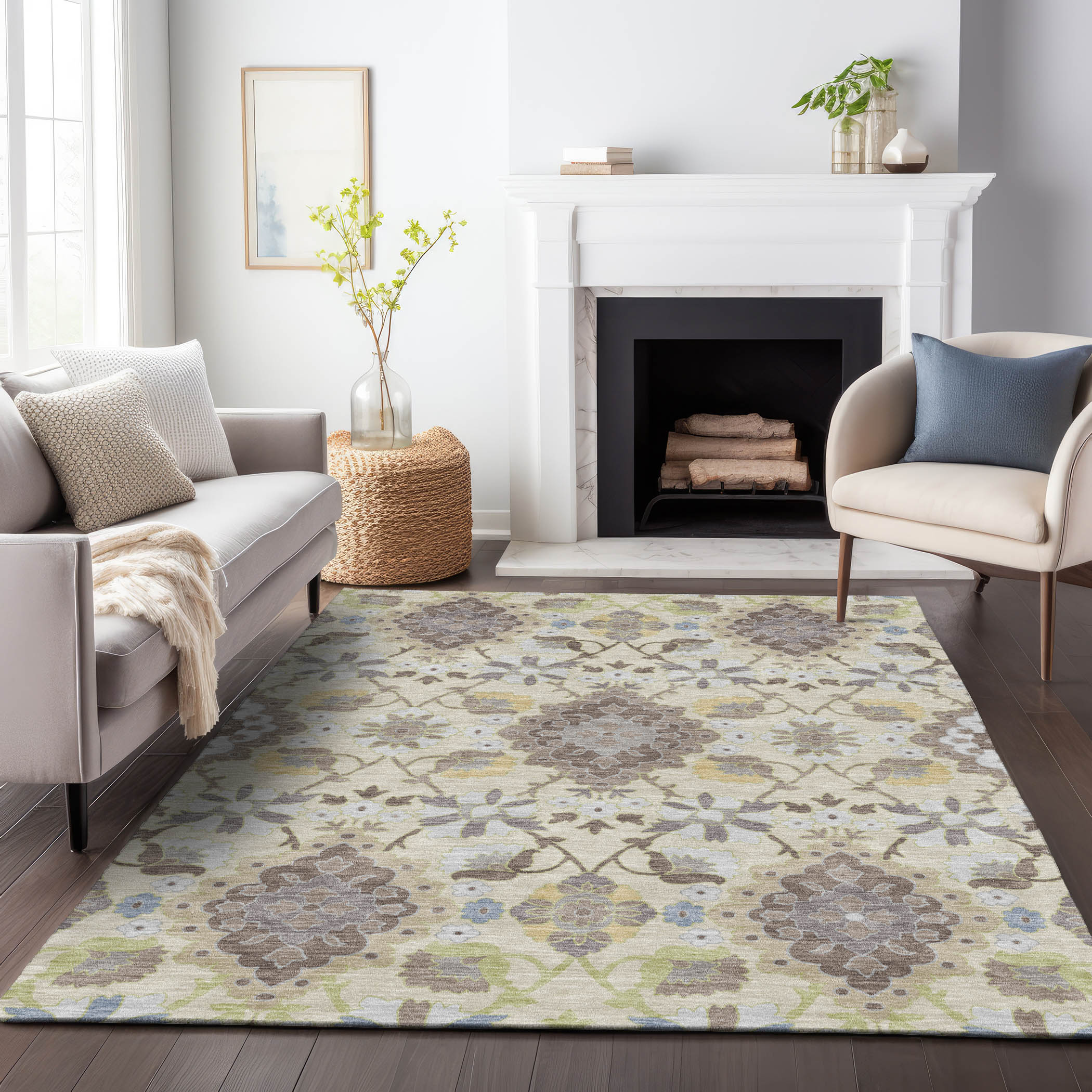 Addison Rugs ACN1002IV3X5 Chantille ACN1002IV 3 x 5 (ft) Polyester Ivory Rectangular Indoor/Outdoor Geometric Machine washable Area rug