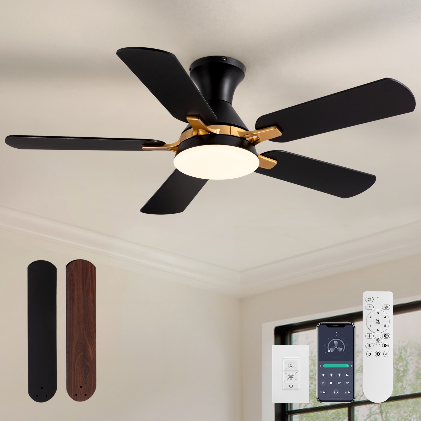 Liwidu  42 Inch Industrial Led Ceiling Fan With Lights And Remote