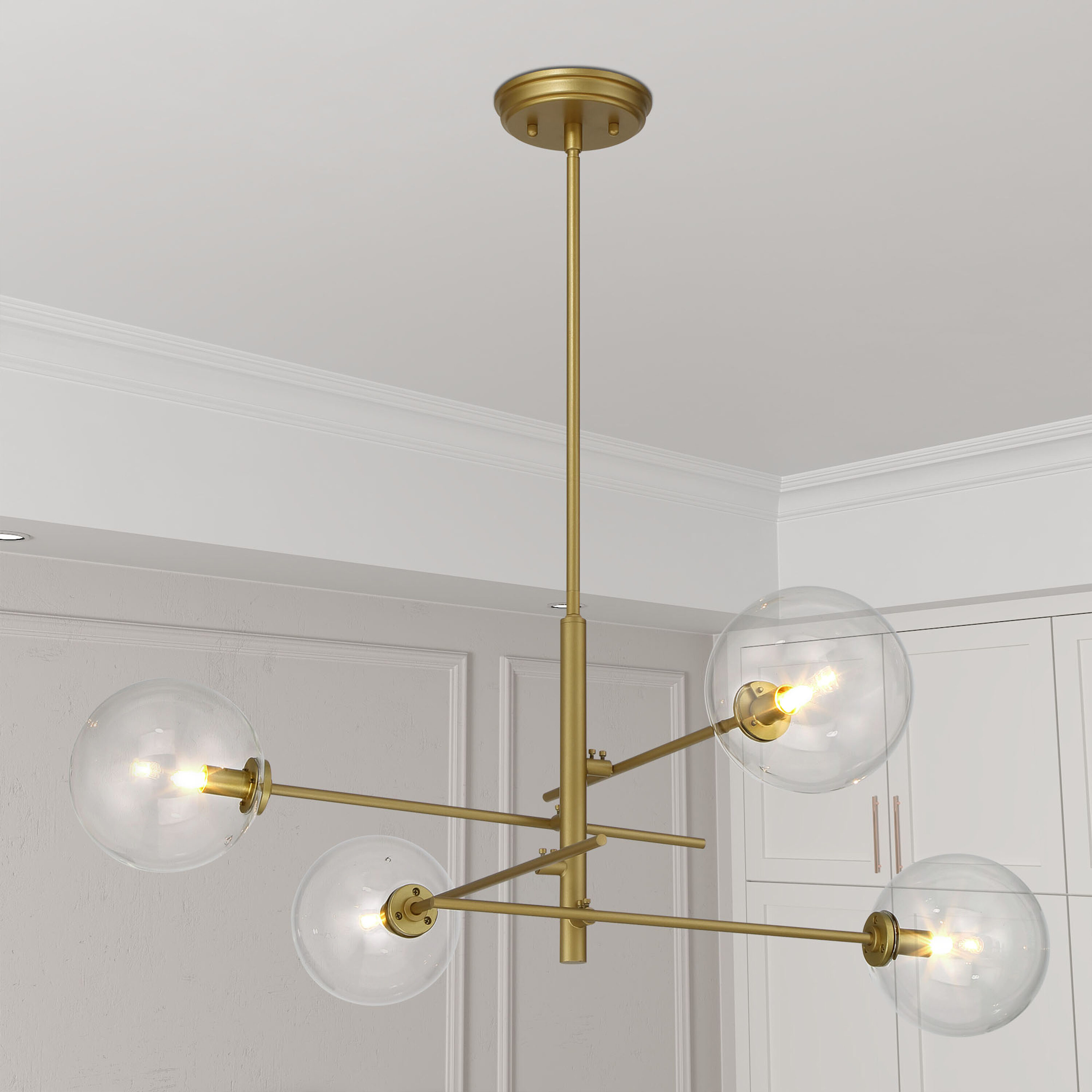 ACROMA 20114BGCL Darell 4 -Light Multiple finishes Gold Modern/contemporary Bare bulb For Use in Bedrooms, Dining Rooms, Foyers, Kitchens, Living Rooms Chandelier