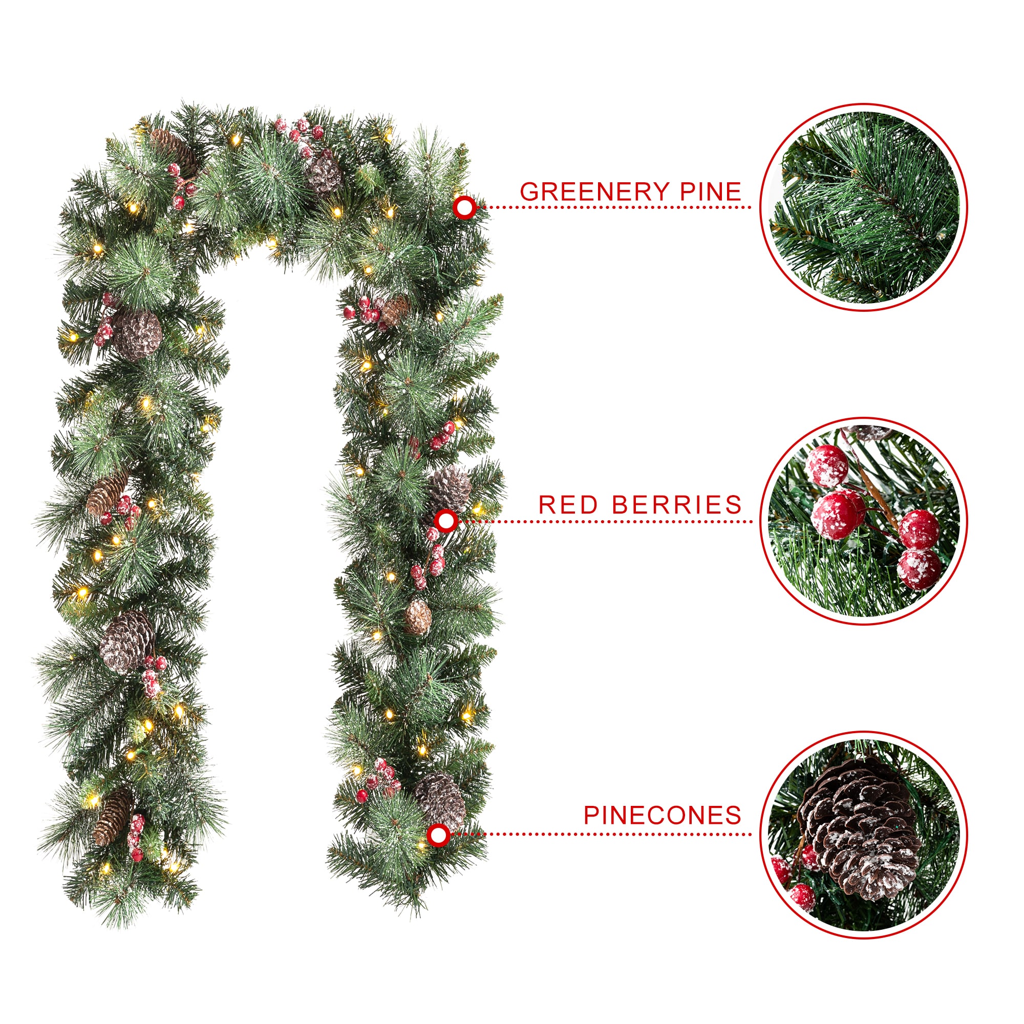 Glitzhome 2016000030 Artificial-Christmas-Garland - View #8