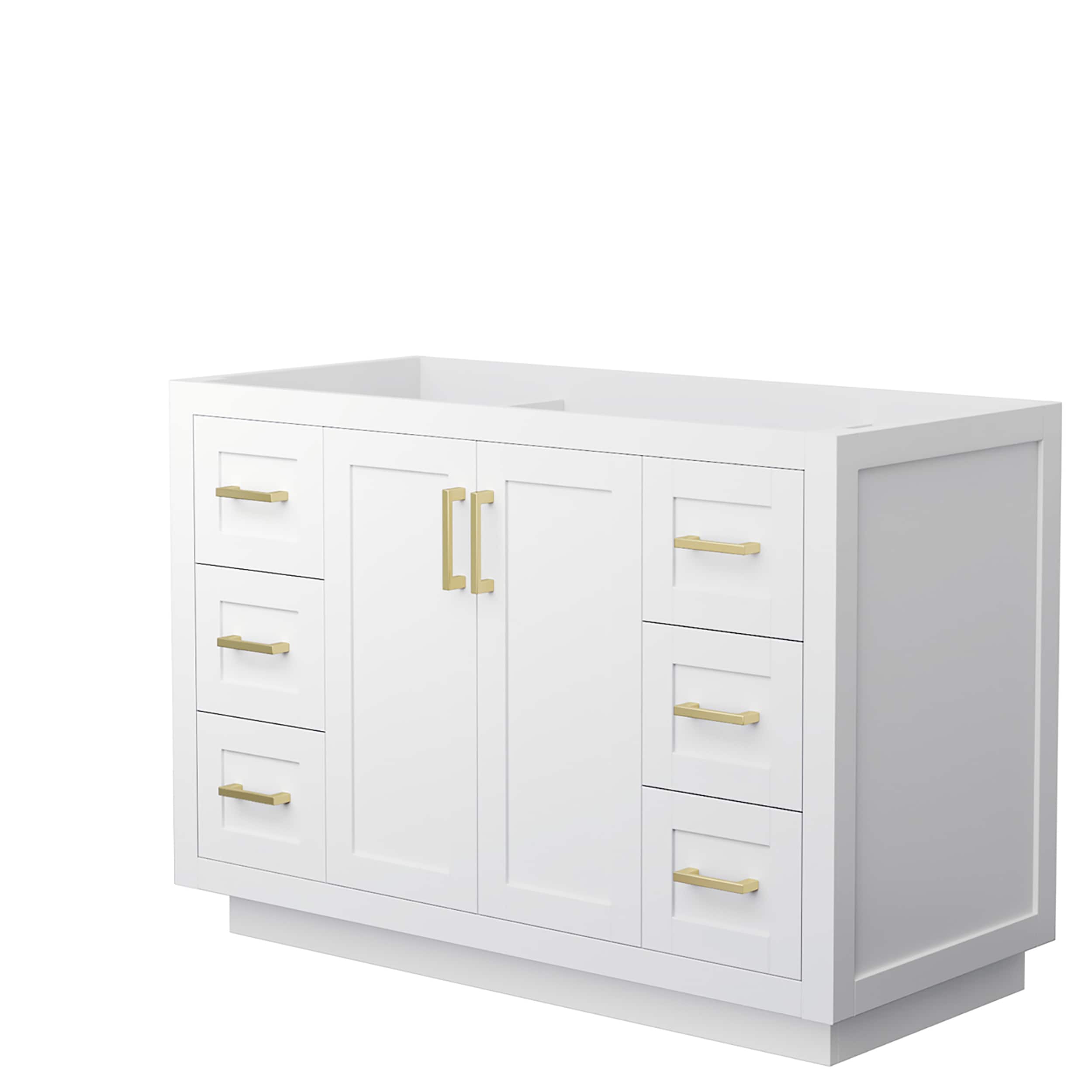 Wyndham Collection WCF292948SWGCXSXXMXX Miranda 48-in White with Brushed Gold Trim Bathroom Vanity Base Cabinet without Top