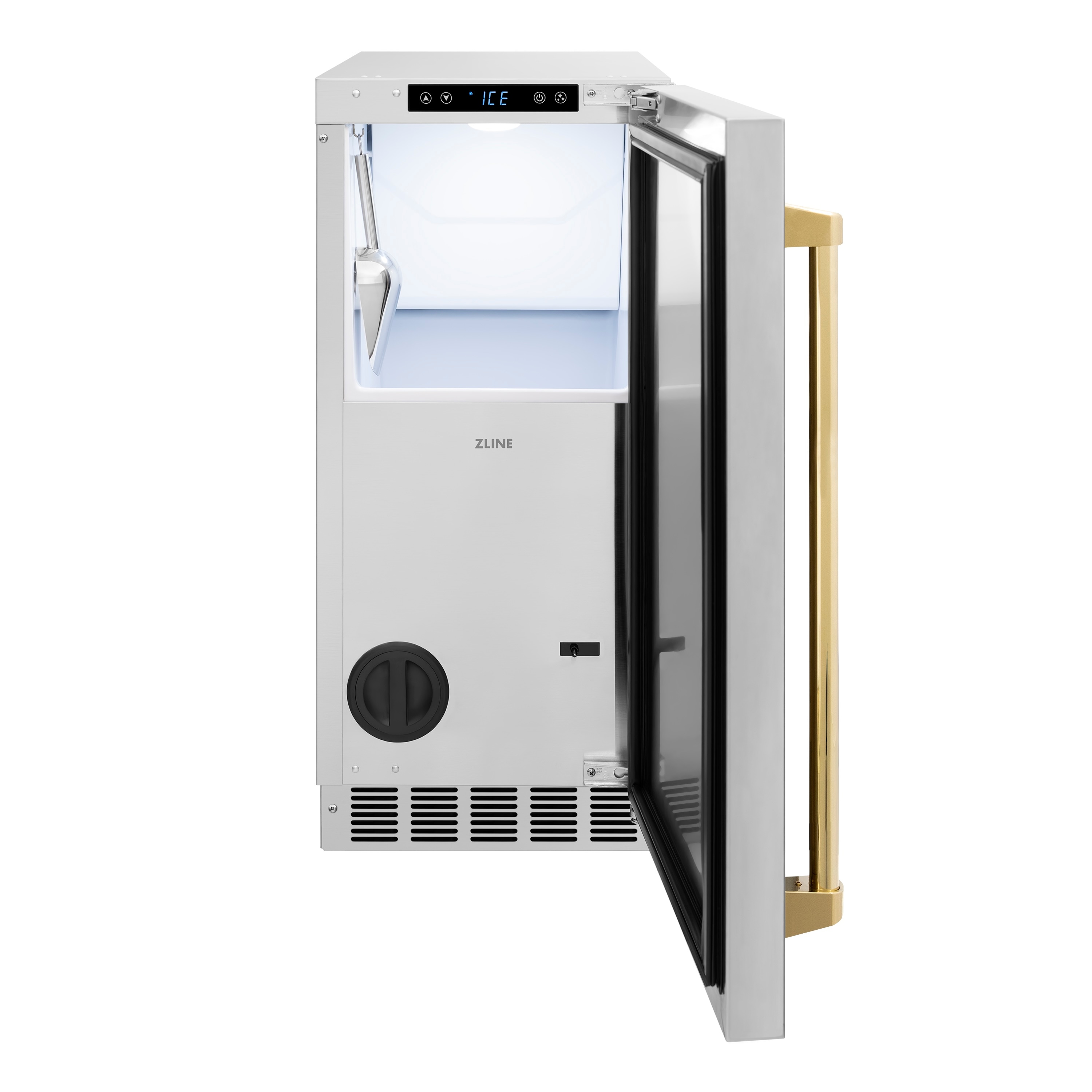 ZLINE KITCHEN & BATH Touchstone 75-lb Ice Per day Freestanding or Undercounter/Built-in Cubed Ice Maker ( Stainless Steel, Polished Gold Handle ) Sansujyuku sansujyuku.com