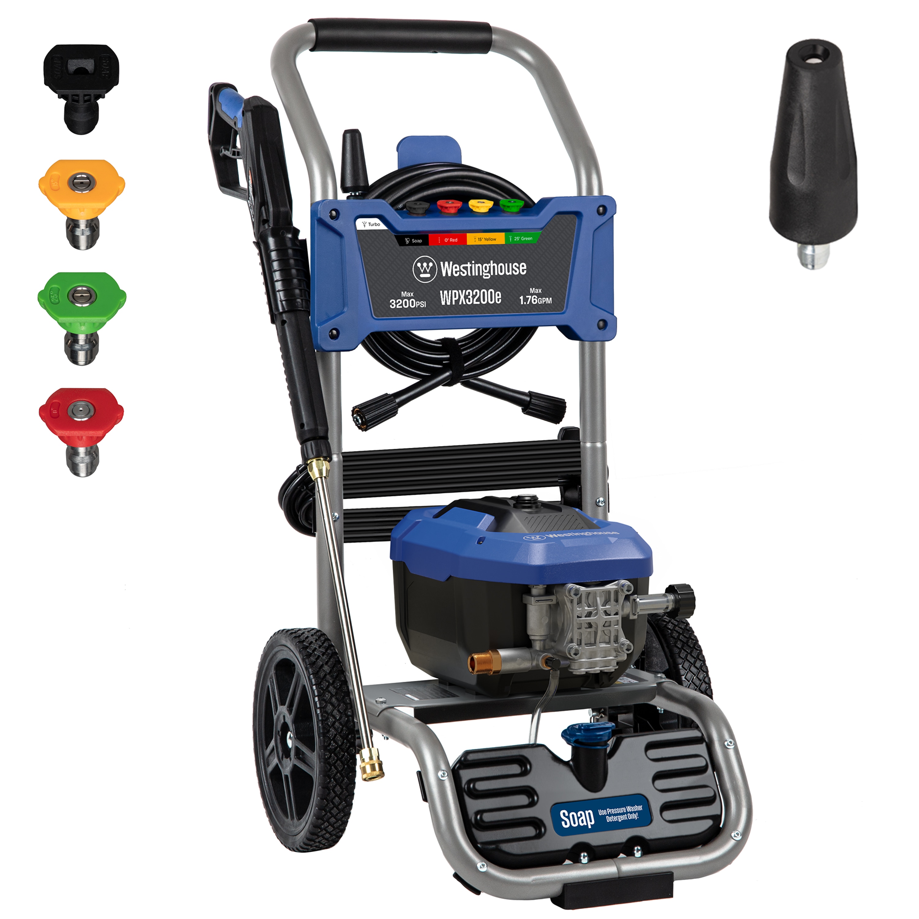 Westinghouse WPX3200e Includes 4 Nozzles + Turbo Nozzle Max 3200-PSI 1.76-GPM Cold Water Electric Pressure washer with 5 Spray Tips