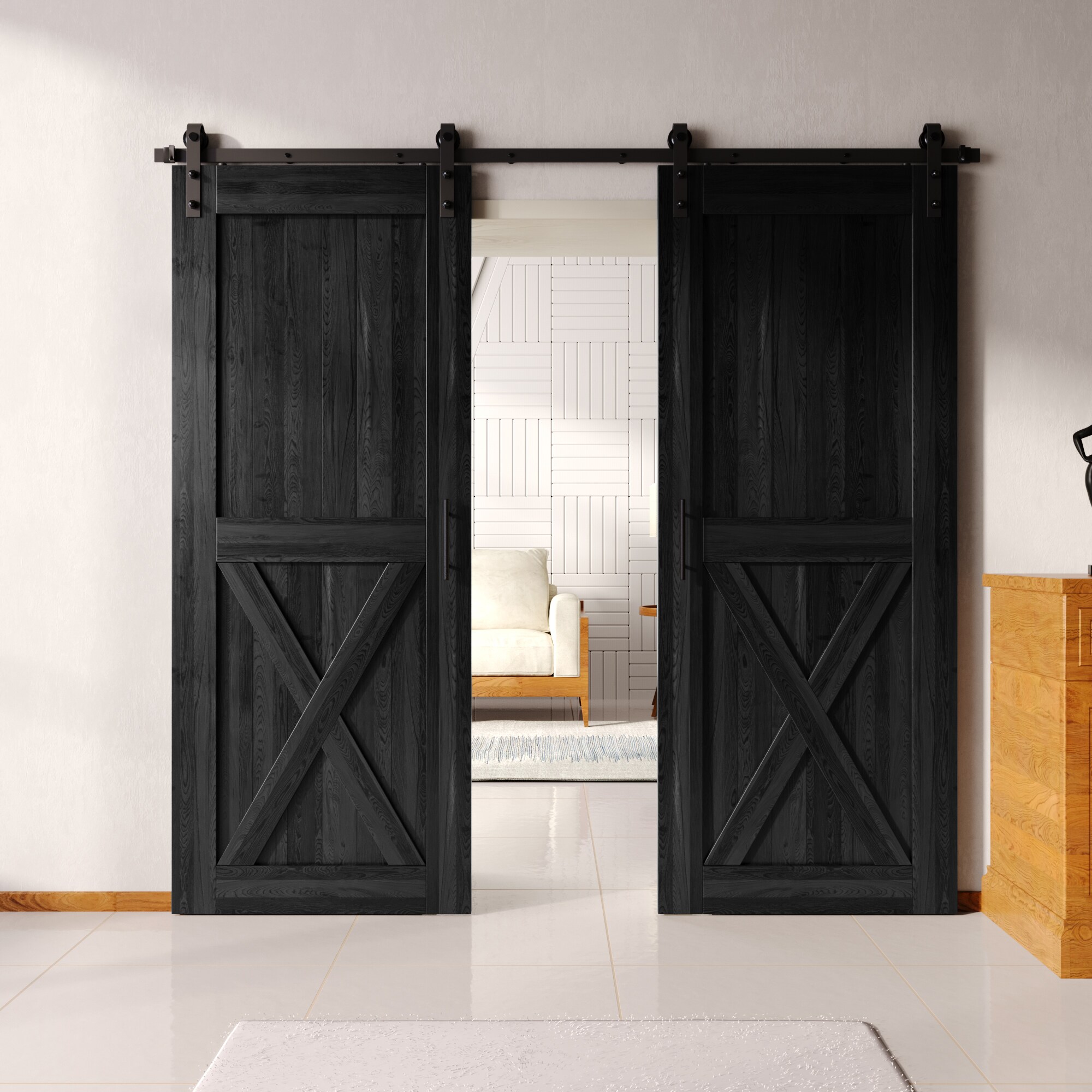 HOMACER YT2TGH156C-3884-X-BK Barn-Doors - View #8