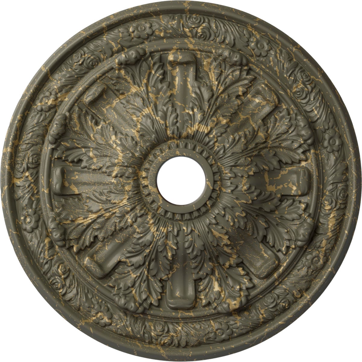 Ekena Millwork CM30FLWHC Flagstone 30-in W x 30-in L Painted Witch Hazel Crackle Polyurethane Whole Ceiling Medallion