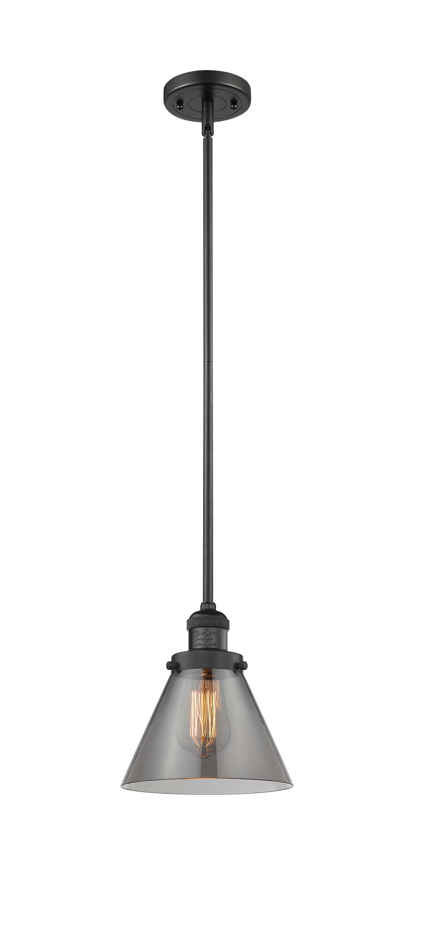 Innovations Lighting 201S-BK-G43 Cone Matte Black Industrial Stained glass Cone Medium Hanging Pendant light