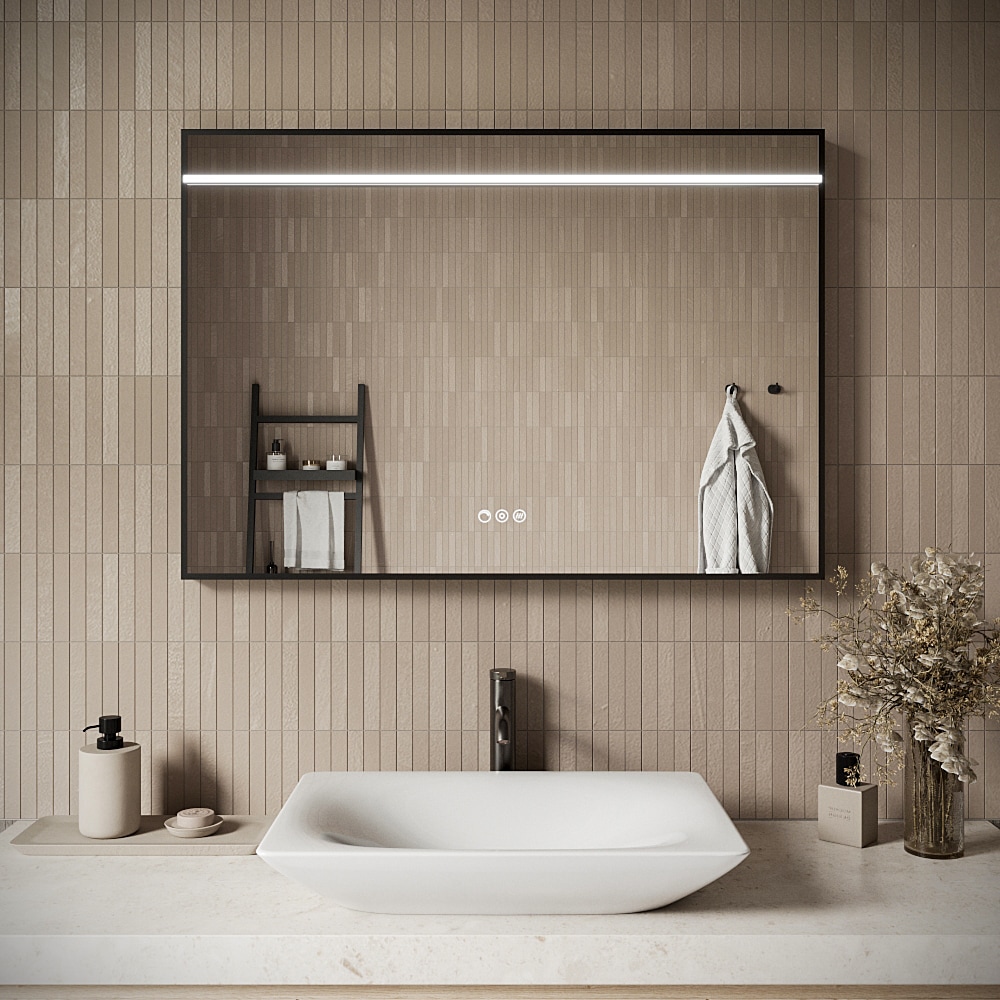 Streamline M-2340-289 40-in x 28-in Beveled Rectangle Dimmable LED Lighted Fog Free Bathroom Vanity Mirror ( Matte Black )