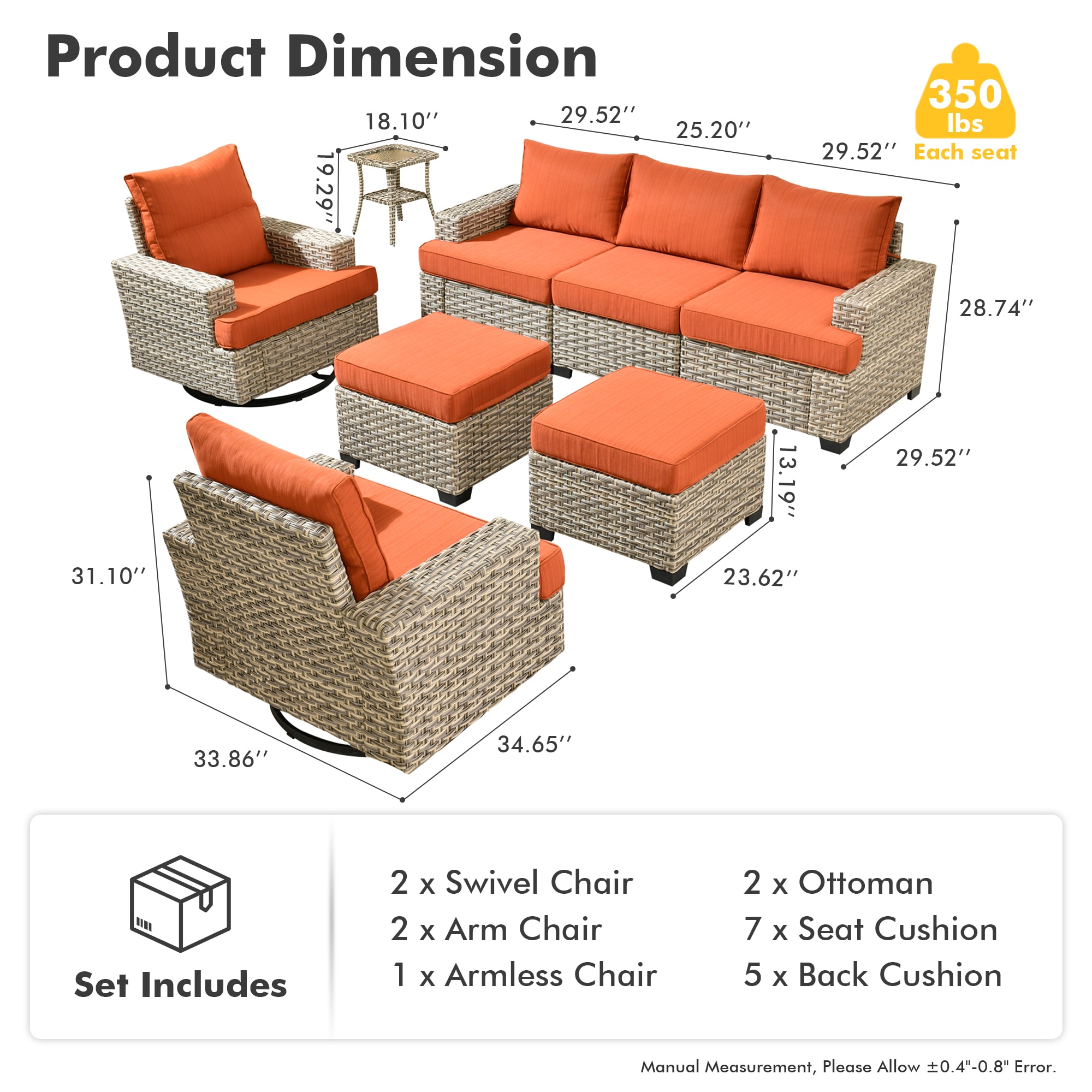 Ovios TS808Y Patio-Conversation-Sets - View #7