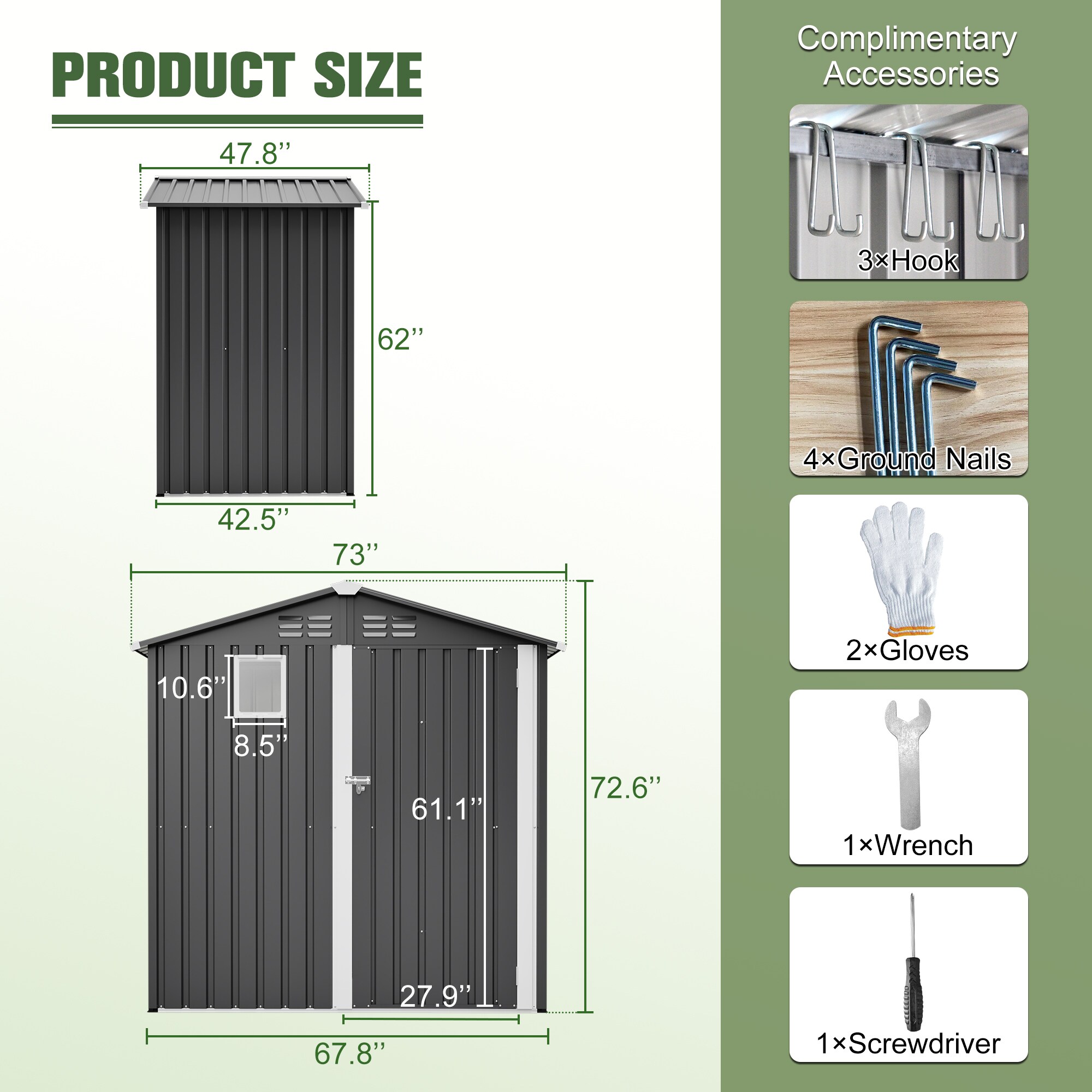 Wooakway FXLS0601-511B011 Metal-Storage-Buildings-Sheds - View #7