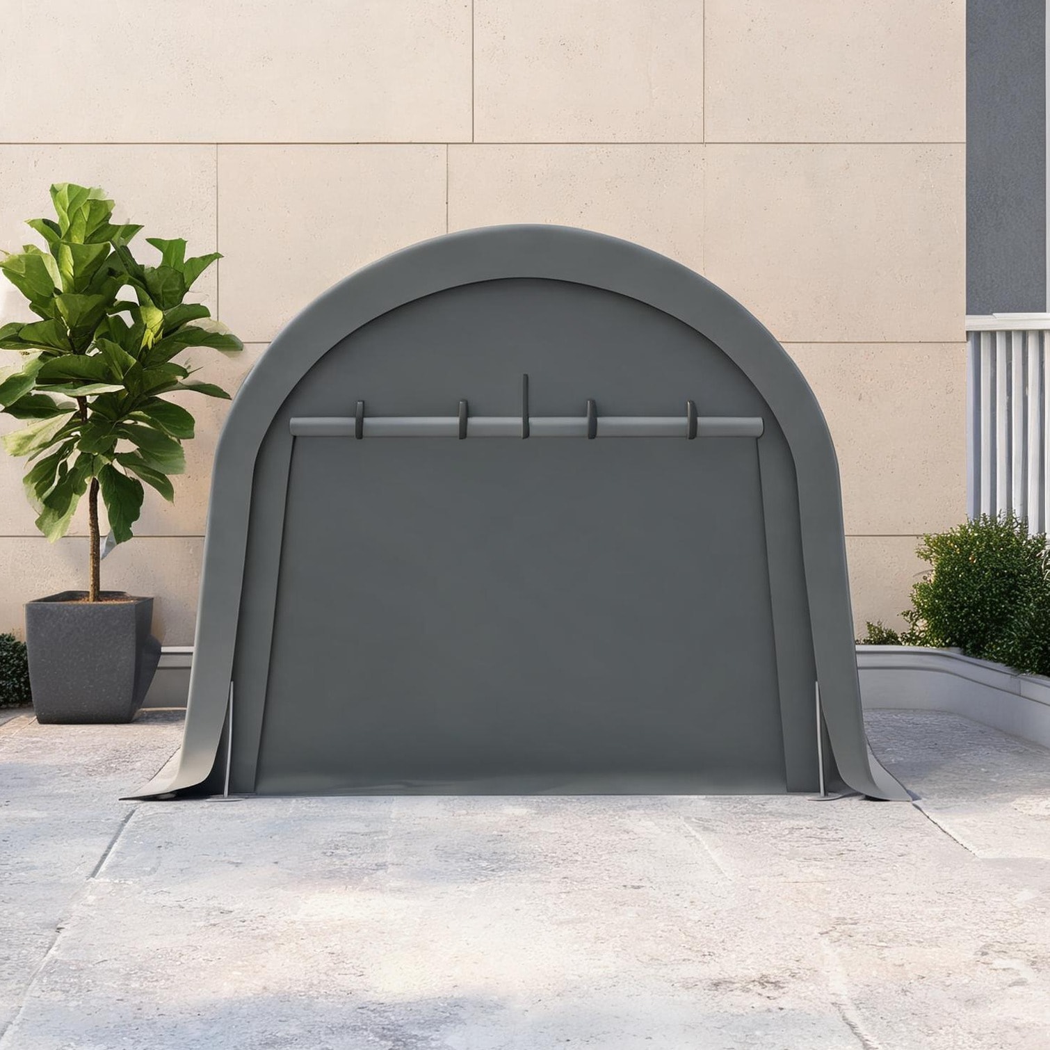 SunJet Vehicle and Equipment Shelter with Arch Roof 12x20 Ft Cool Gray Steel Frame Wind and Snow Resistant