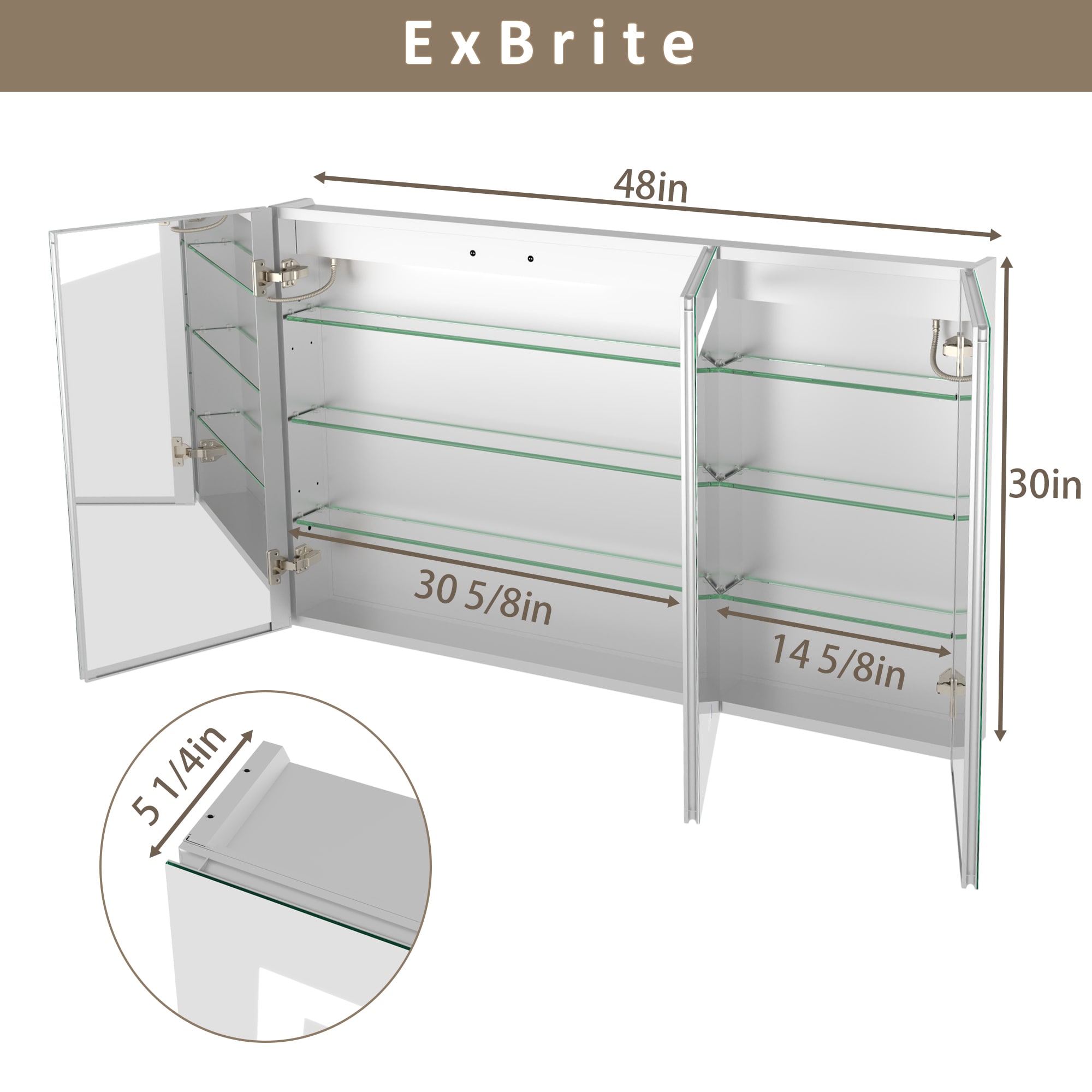 ExBrite DIBC3030RDL Bathroom-Medicine-Cabinets - View #3