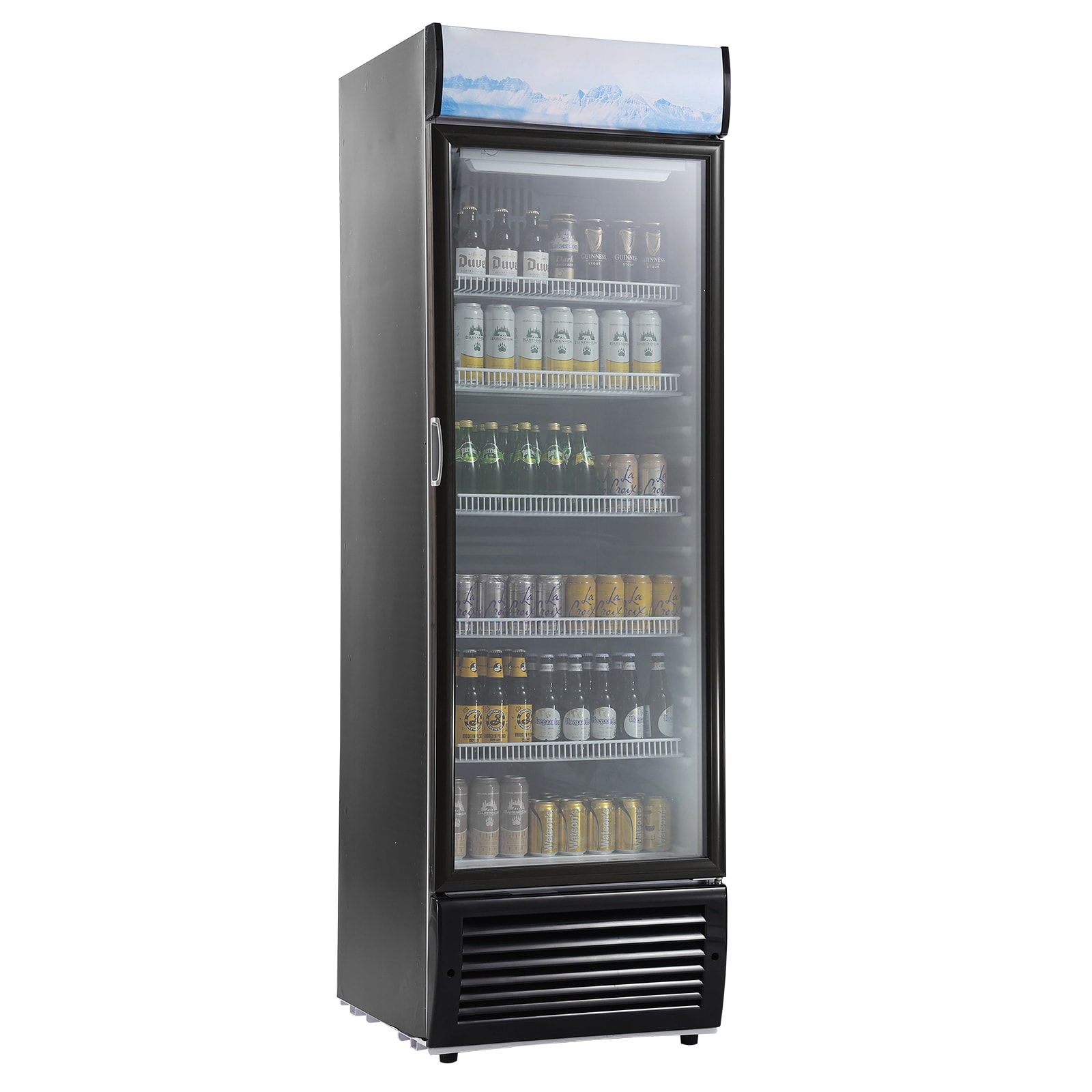 VEVOR SCDMYLZSBX1401687V1 Commercial Merchandiser Refrigerator 14.8 Cu.Ft / 420L Beverage Refrigerator Cooler Merchandiser Glass Door Display Refrigerator Upright Fridge with 5 Adjustable Shelves Customizable Lightbox
