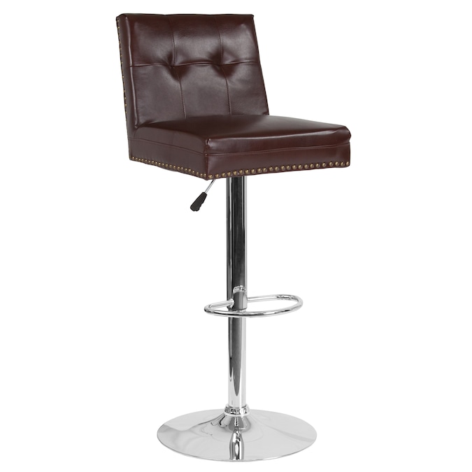 Flash Furniture Ravello Brown Leather, Brown Leather Adjustable Bar Stools