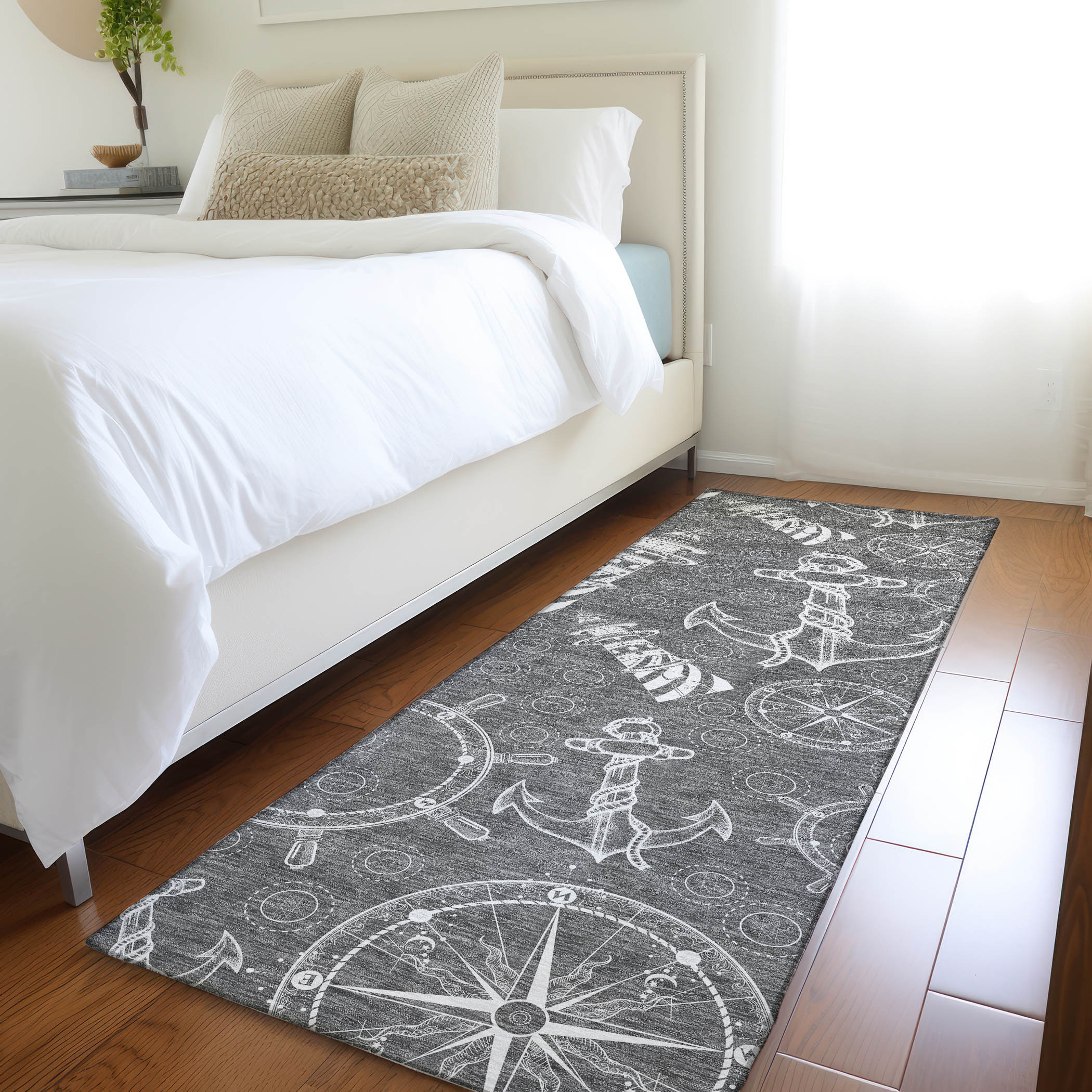 Addison Rugs AMF154GY2X8 Mayfield AMF154GY 2 x 7 (ft) Loomed Polyester Gray Rectangular Indoor Geometric Machine washable Area rug