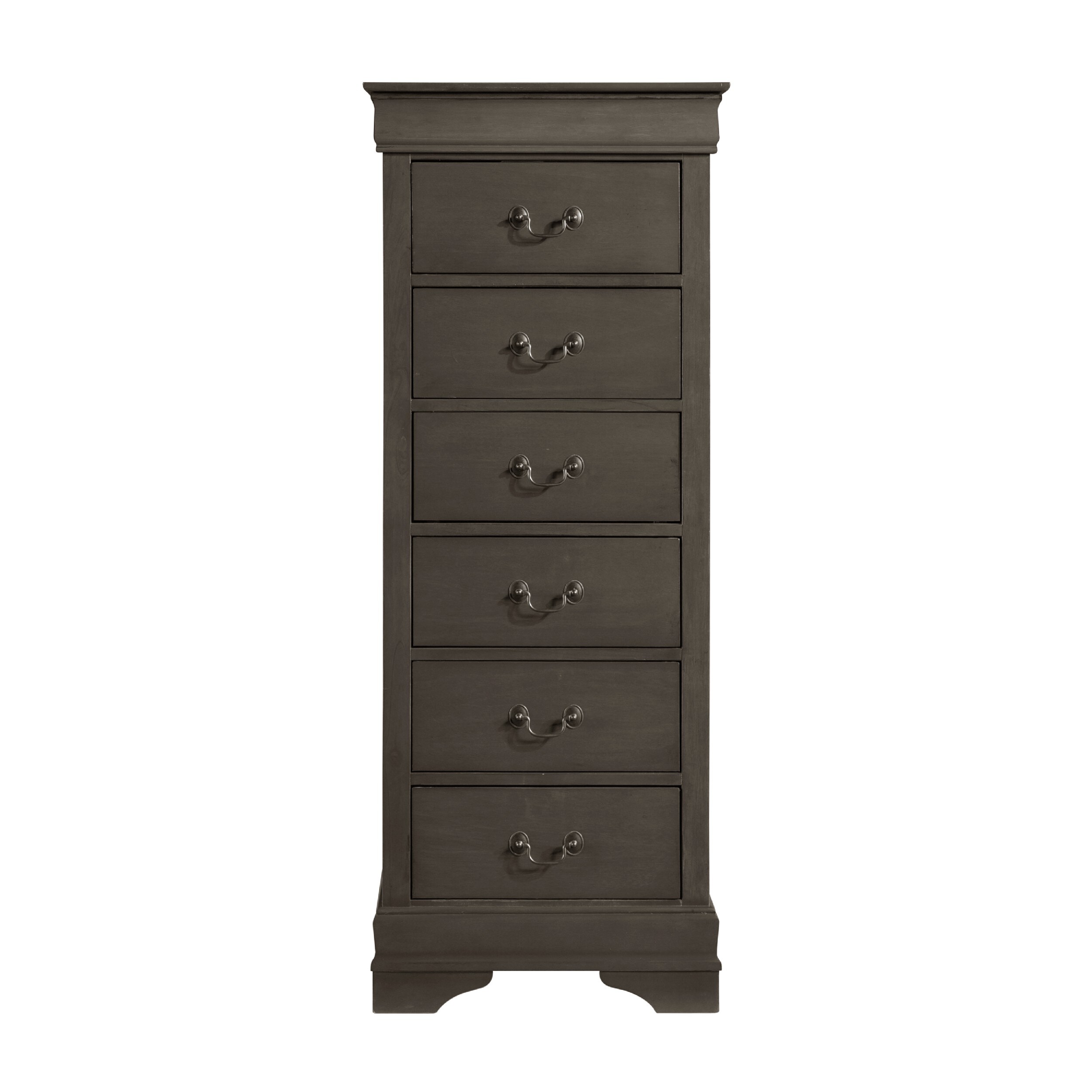 Benzara Contemporary Gray Wood Lingerie Chest with 6 Drawers and