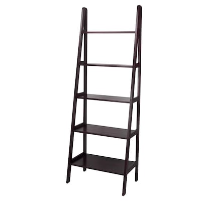 5 Shelf Ladder Bookcase, Espresso Colored Bookcases