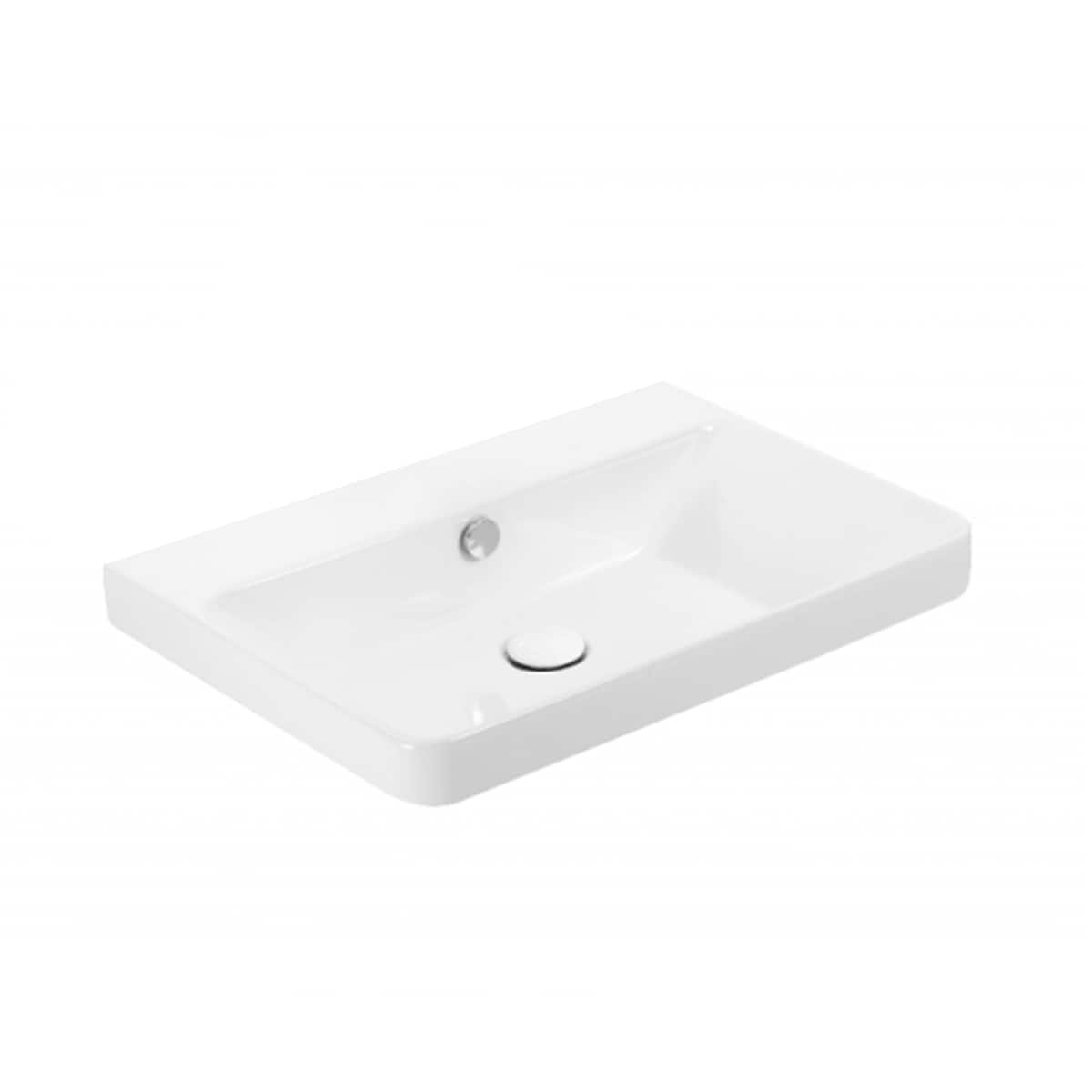 WS Bath Collections LUXURY 55.00 WG Luxury Ceramic 14.6-in Wall-mount Rectangular Modern Glossy White Bathroom Sink