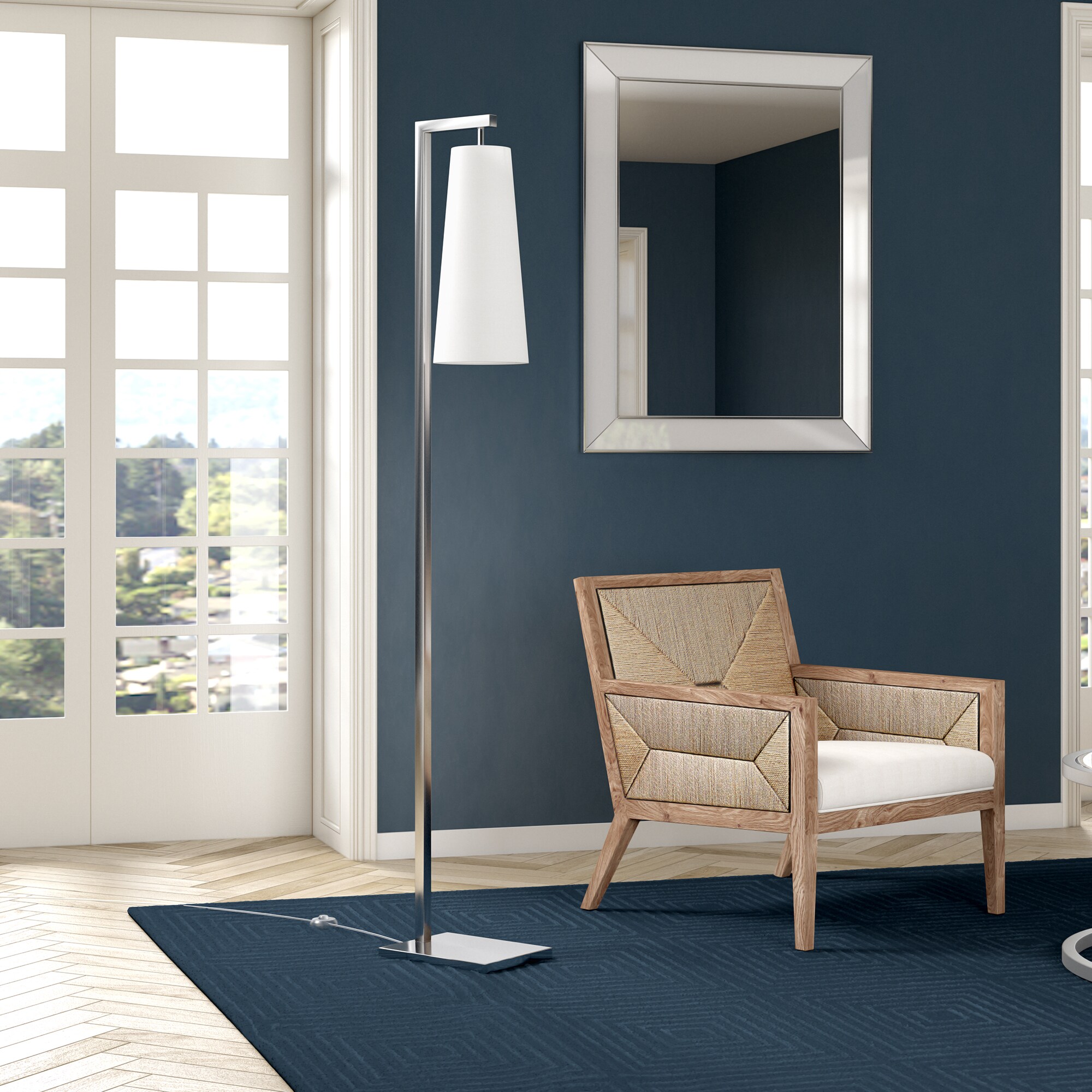 Hailey Home FL1608 Moser 71-in Brushed Nickel Standard Floor Lamp with Fabric Shade