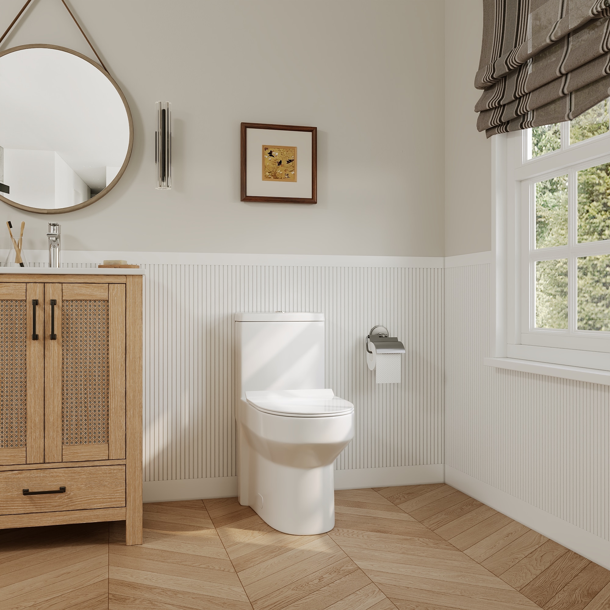 DeerValley Liberty White Round Chair height 12-in Rough-In