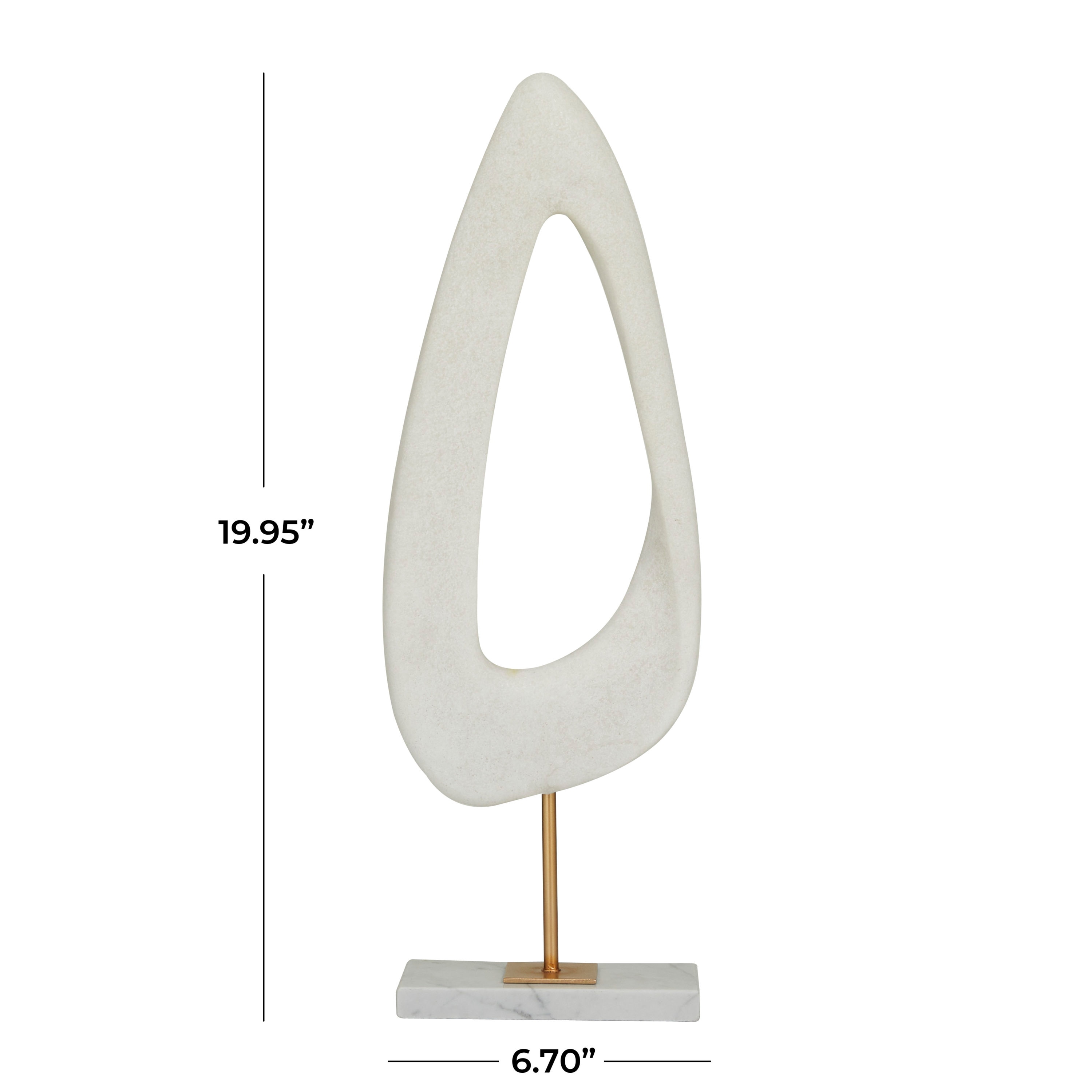 20" White Porcelain Abstract Sculpture with Marble Base