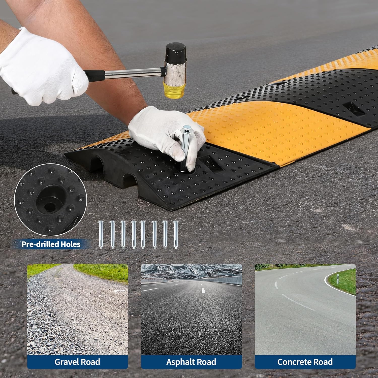 Garvee 2 Pack 3FT Rubber Speed Bump for Road40 in Cable Protector Ramp ...