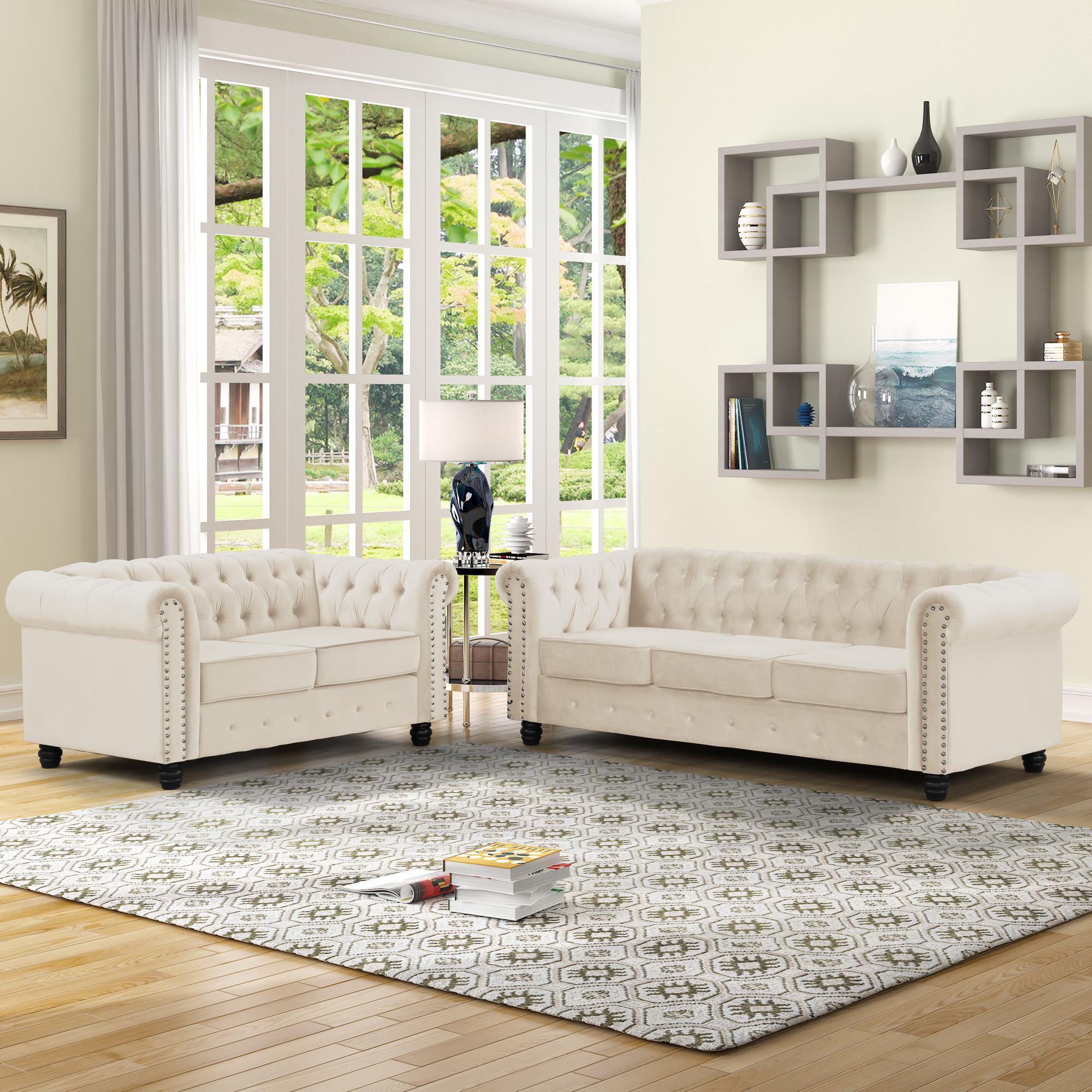 FARATI 8712-2+3 Modern 2 -Piece Beige Living Room Set