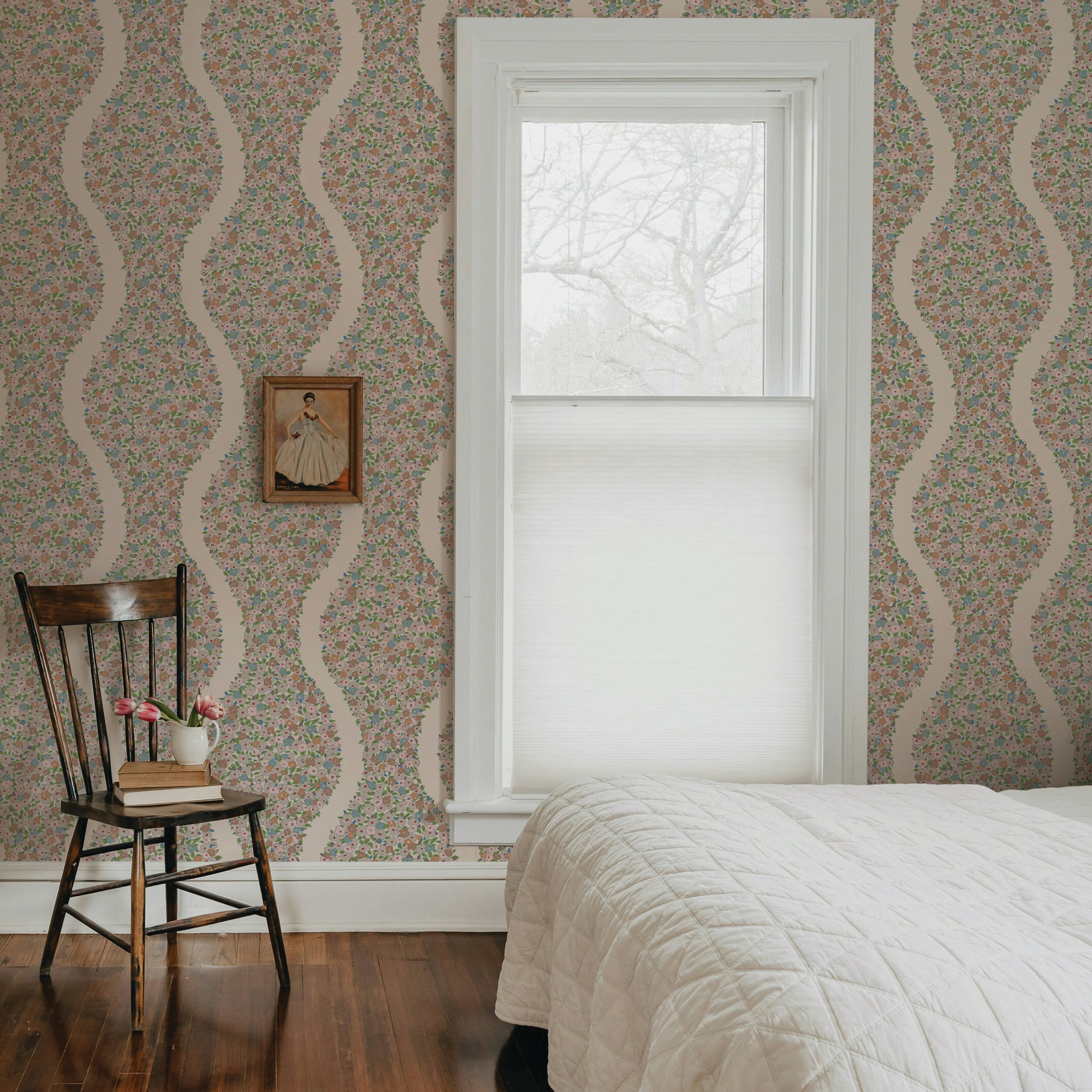 Cosy Posy Floral Peel and Stick Wallpaper in Neutral Colors
