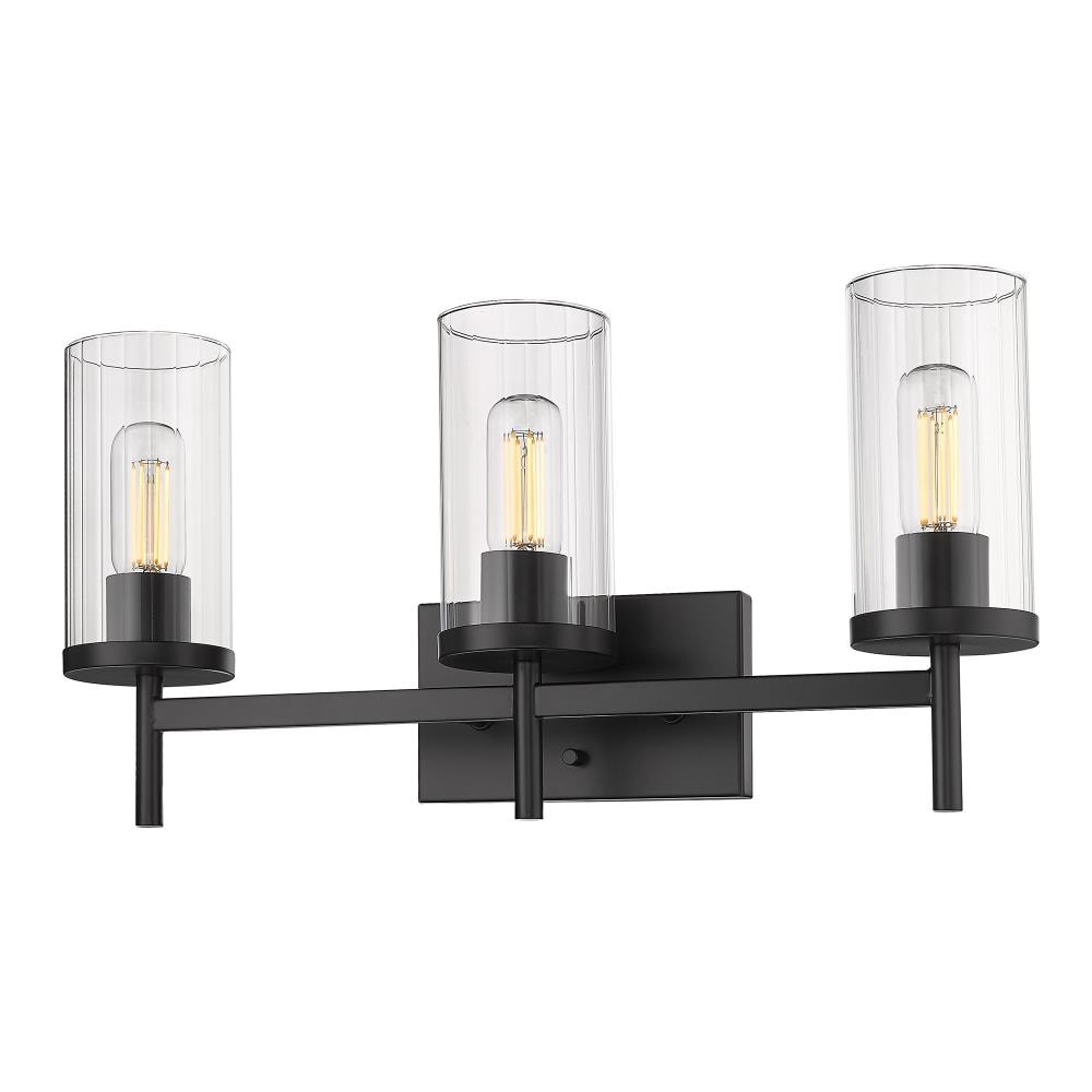 Golden Lighting 7011-BA3 BLK-CLR Winslett 23.125-in 3 -Light Matte Black Transitional Vanity light