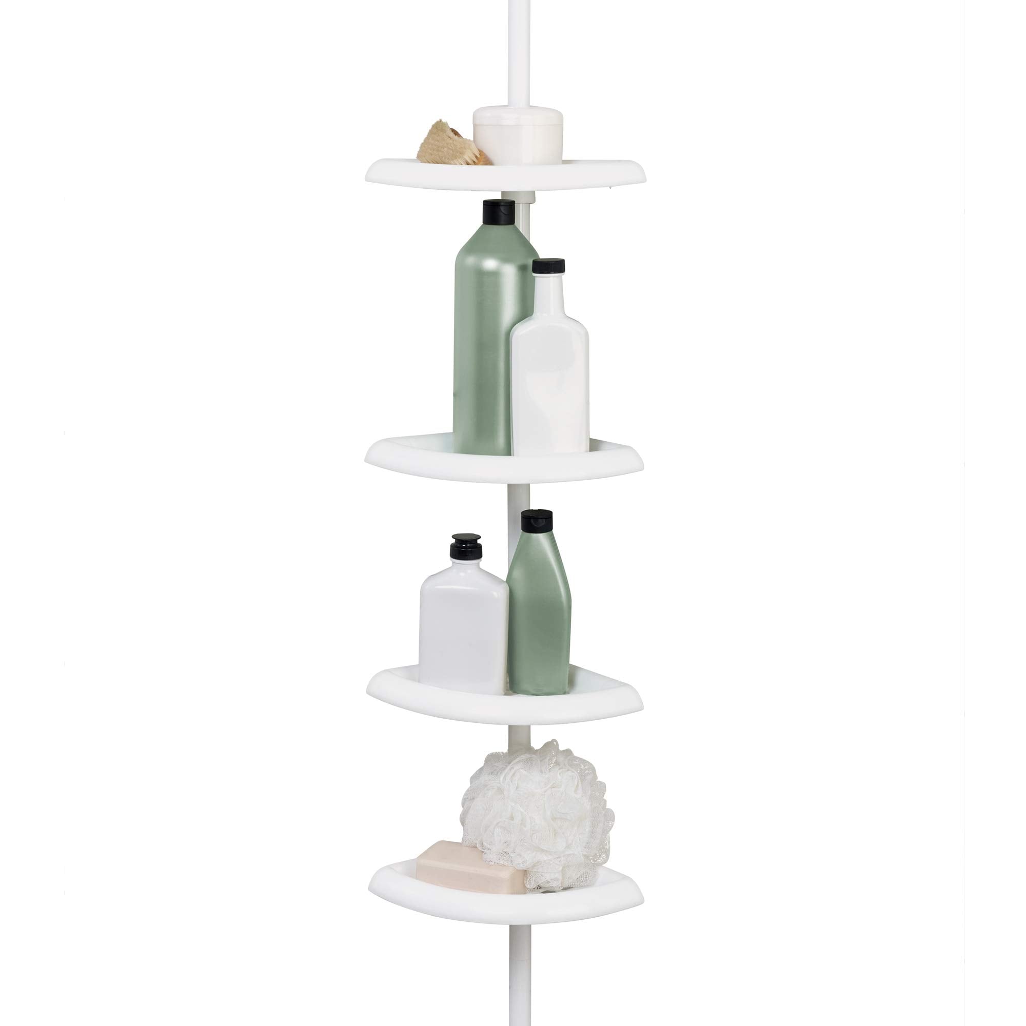 Zenna Home  Tension Pole Shower Caddy 4 Shelves Adjustable 60 to 97 Inch White
