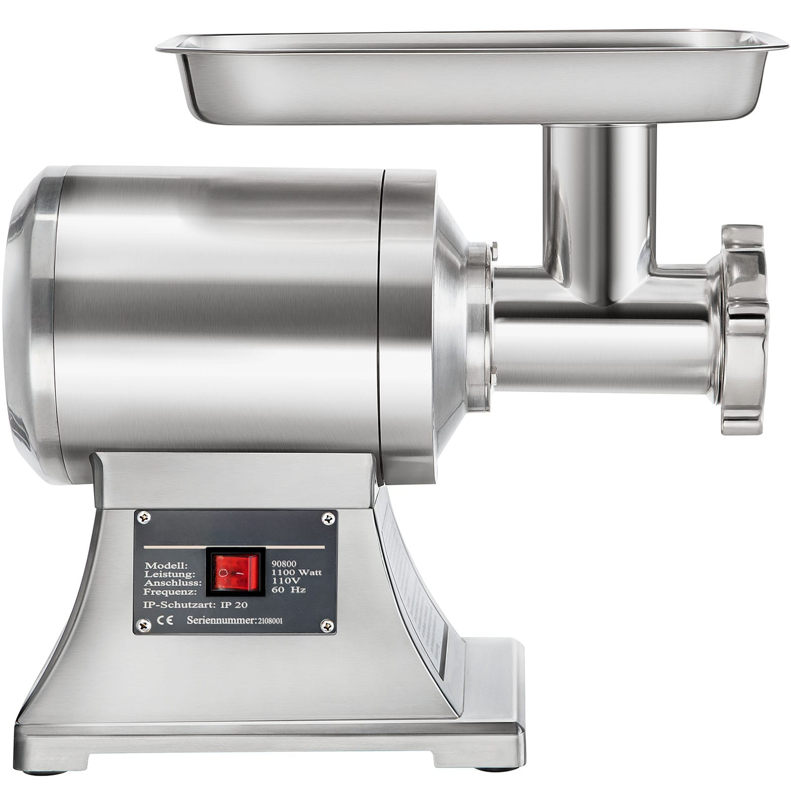 GIVIMO LW047GIVSS017 1100-W 330-lb Per Hour Stainless Steel Commercial Electric Meat Grinder Sausage Stuffer