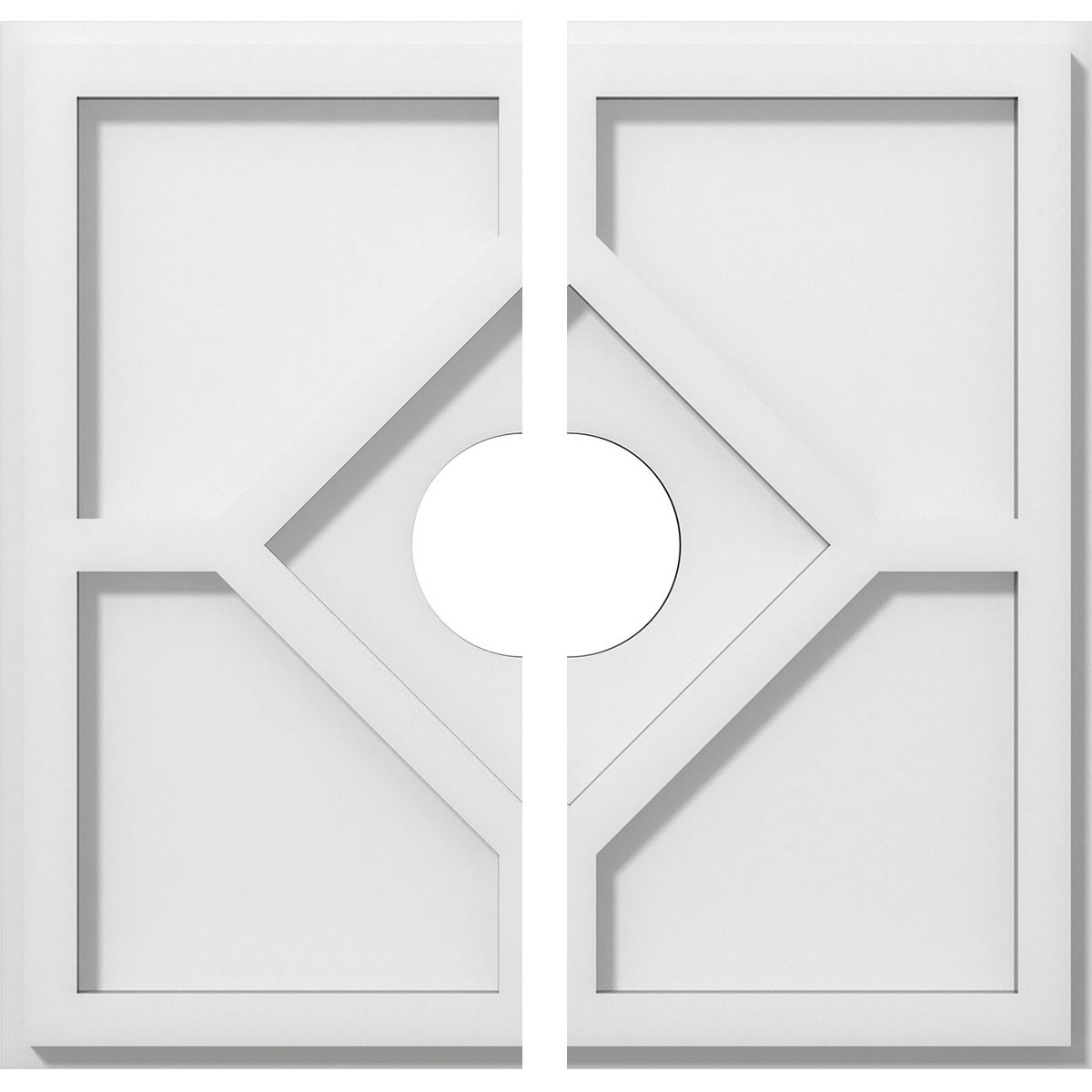 14" White PVC Contemporary Two-Piece Ceiling Medallion