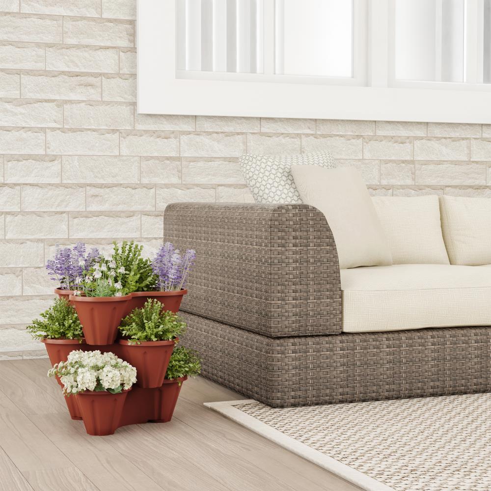 Terracotta 3-Tier Stacking Planters for Indoor/Outdoor Use