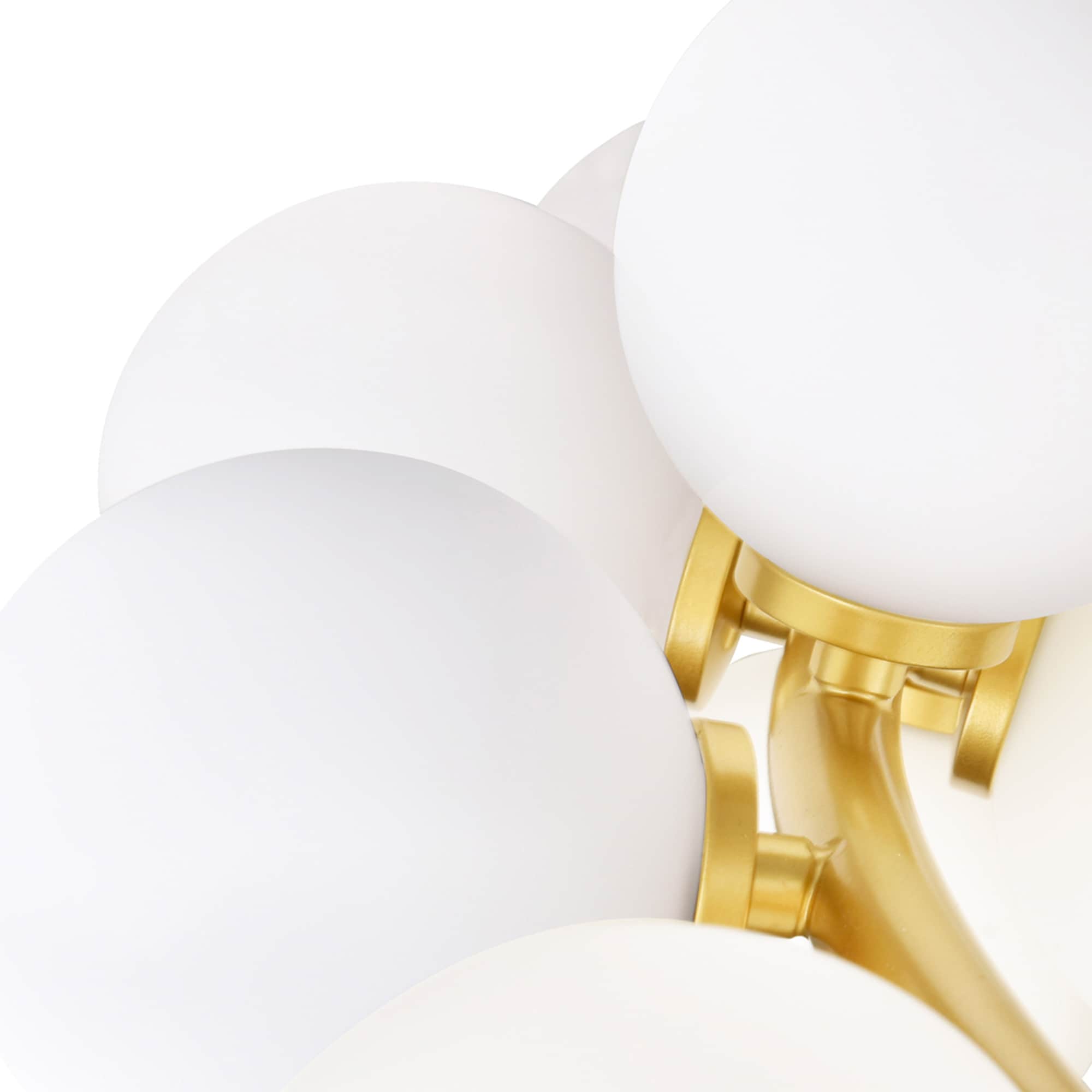 Arya Satin Gold Oversized Crystal Chandelier with Frosted Glass Spheres