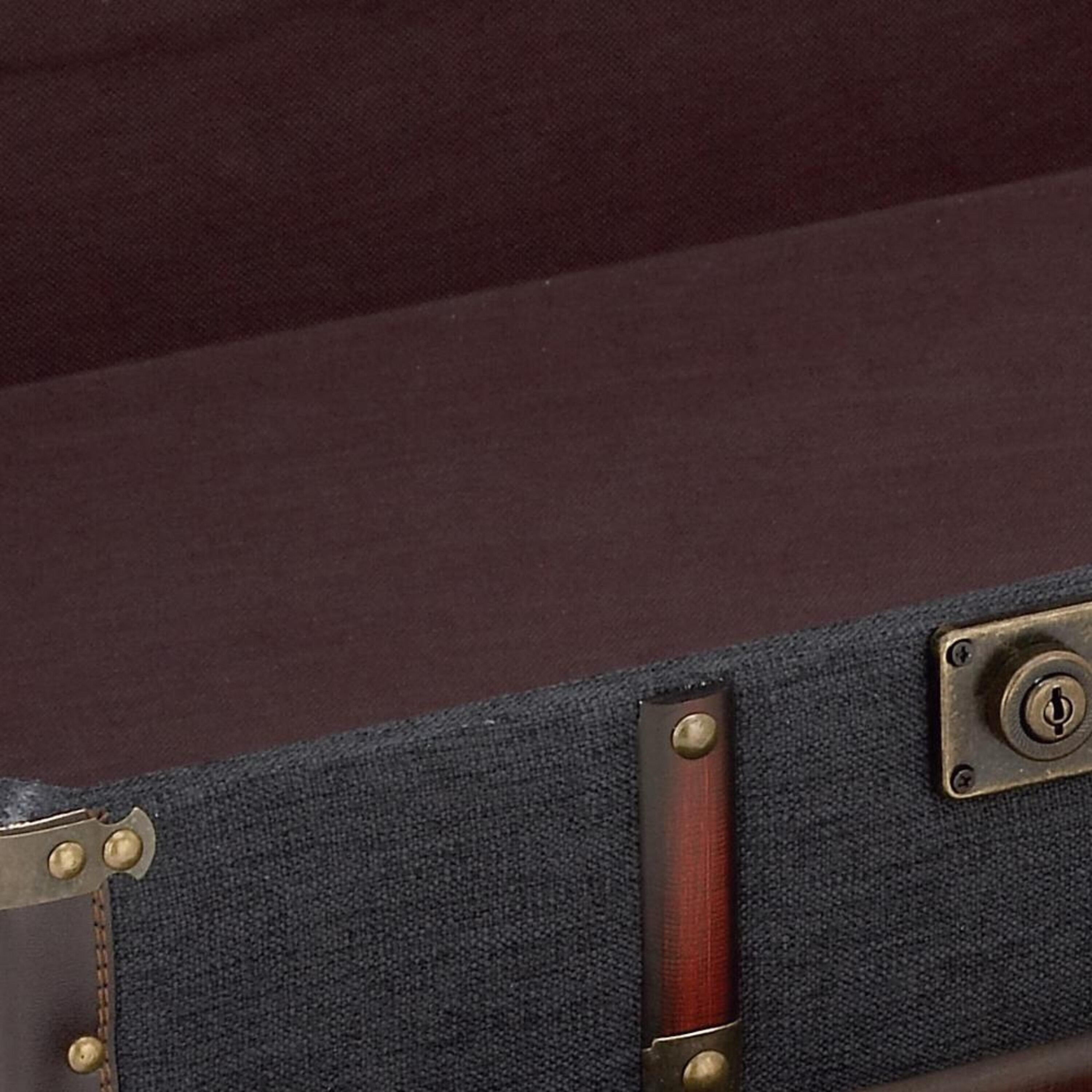 Dark Blue Linen Upholstered Trunk Coffee Table with Storage