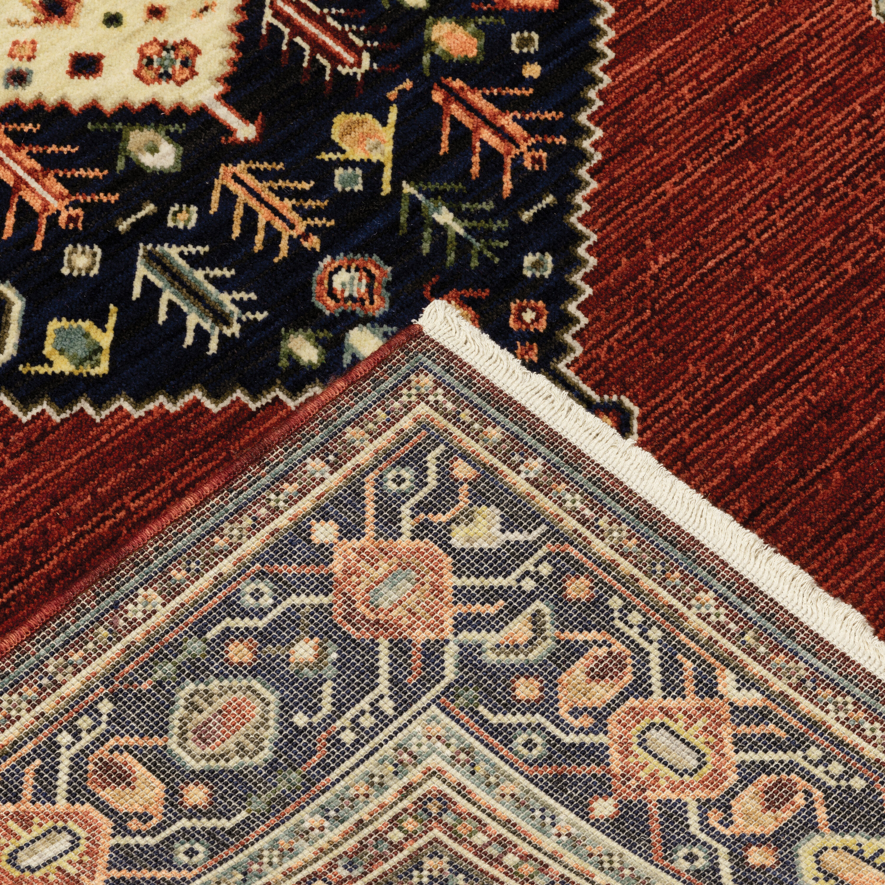 Shiloh Red Wool and Nylon Rectangular Bohemian Area Rug