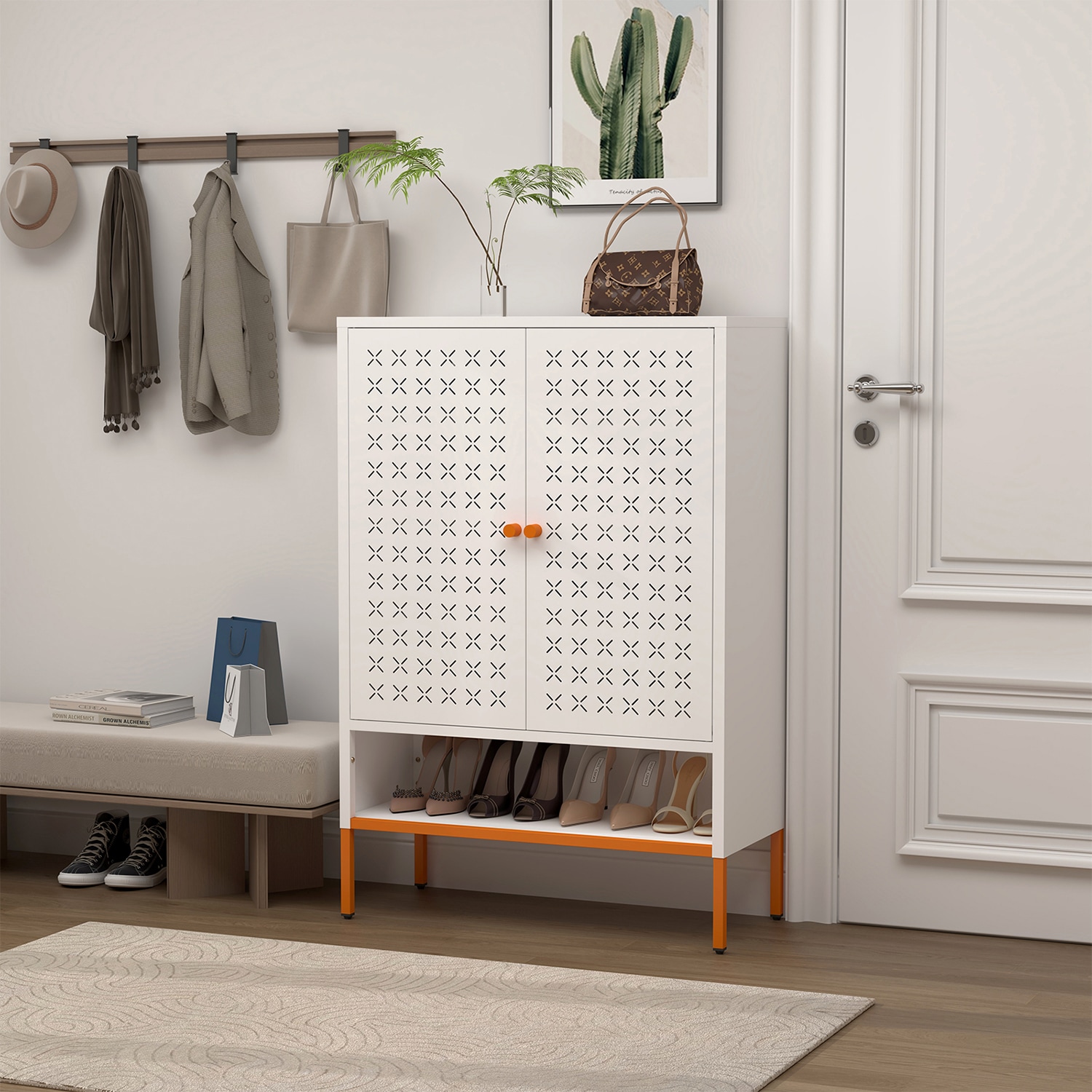 GZMR GZ-MH849315 46.45-in H 5 Tier 20 pair White Composite Shoe cabinet