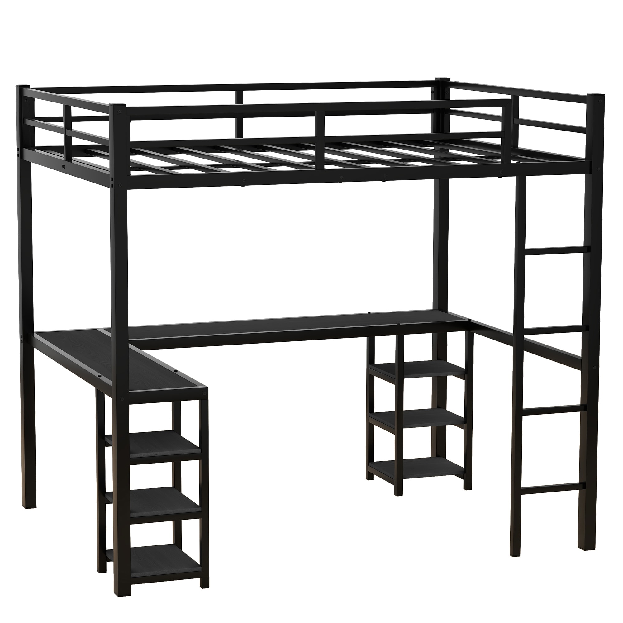 LETILY Full Black Metal Bed Frame with Headboard