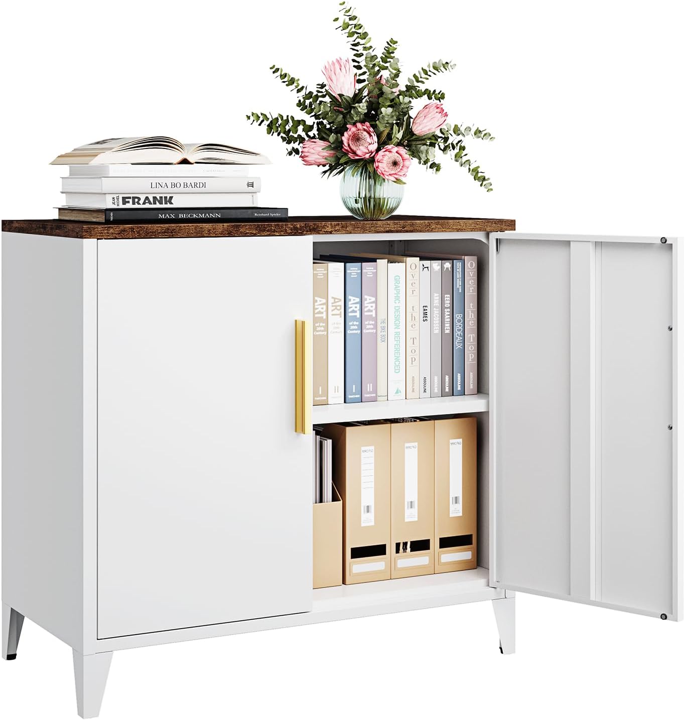 Letaya  Metal Storage Cabinet with 2 Doors and Shelves 16D x 32W x 30H Small Buffet Sideboard Short Cabinet