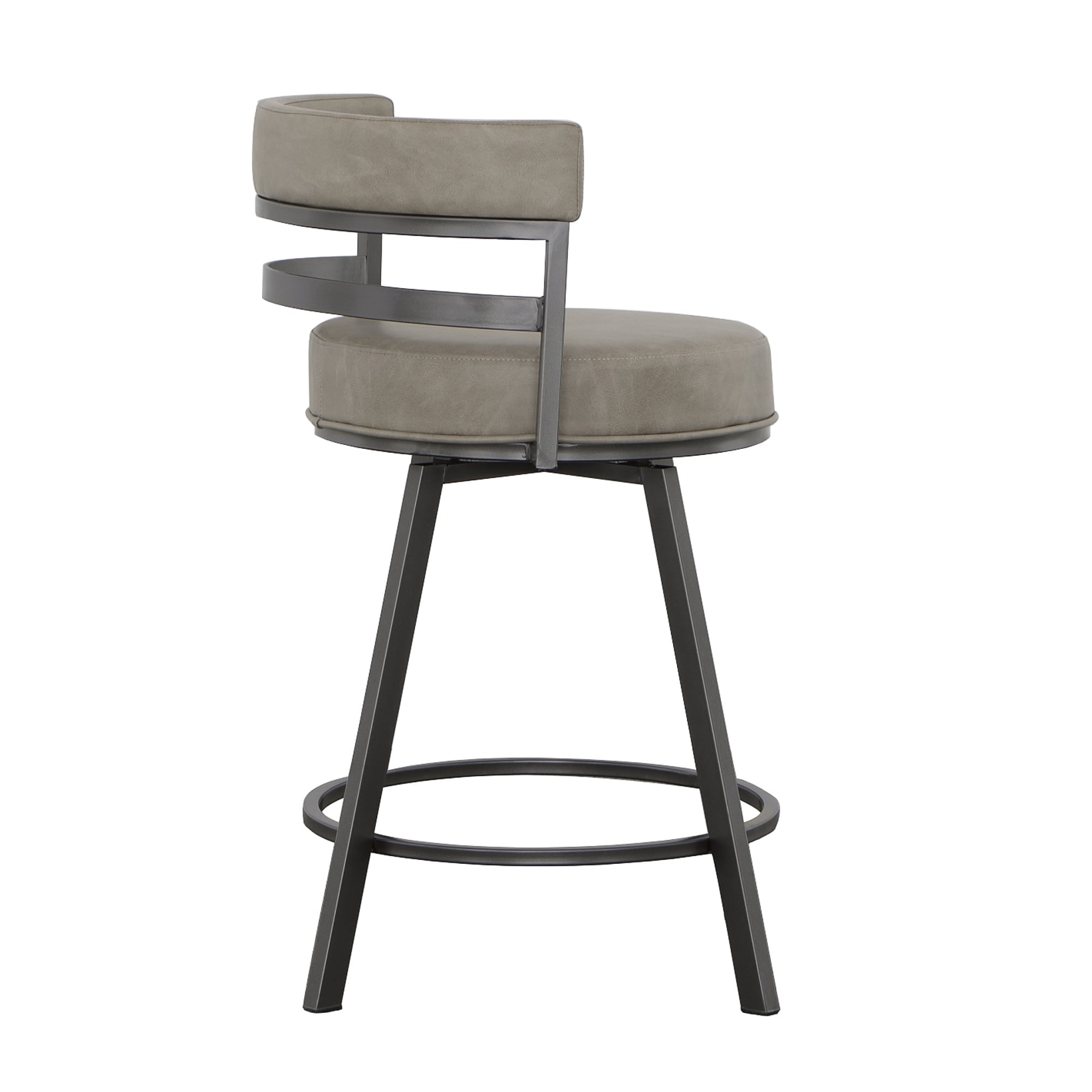 Transitional Beige Faux Leather Swivel Counter Stool