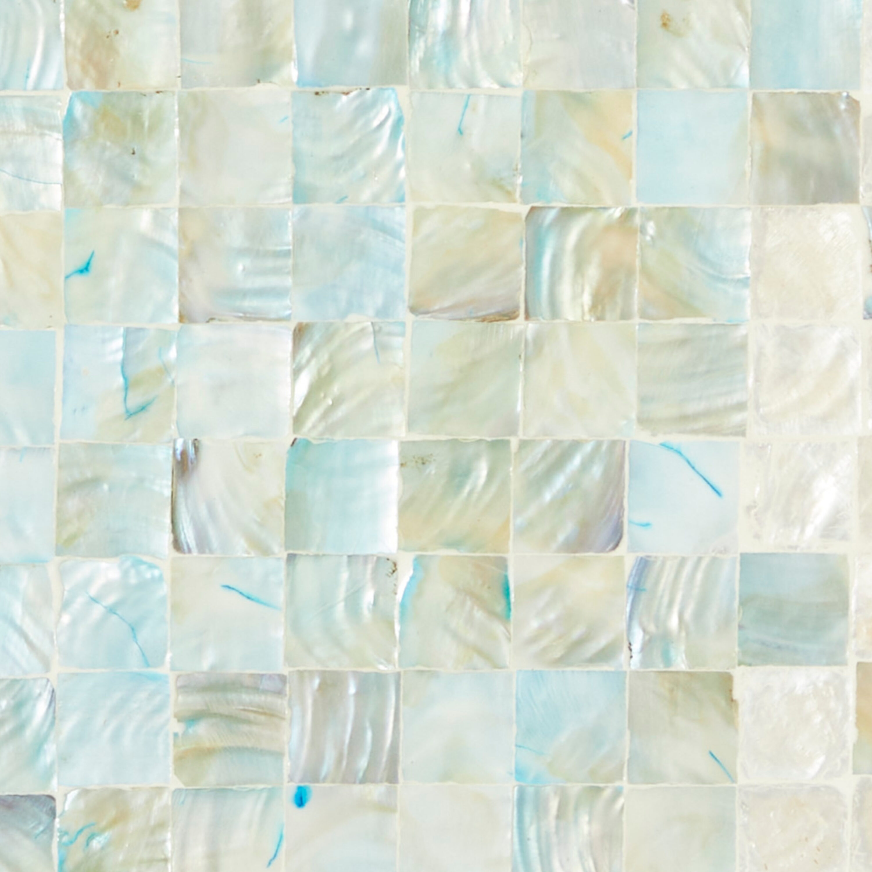 Coastal Cream Rectangular Wall Mirror with Blue Mosaic Corners