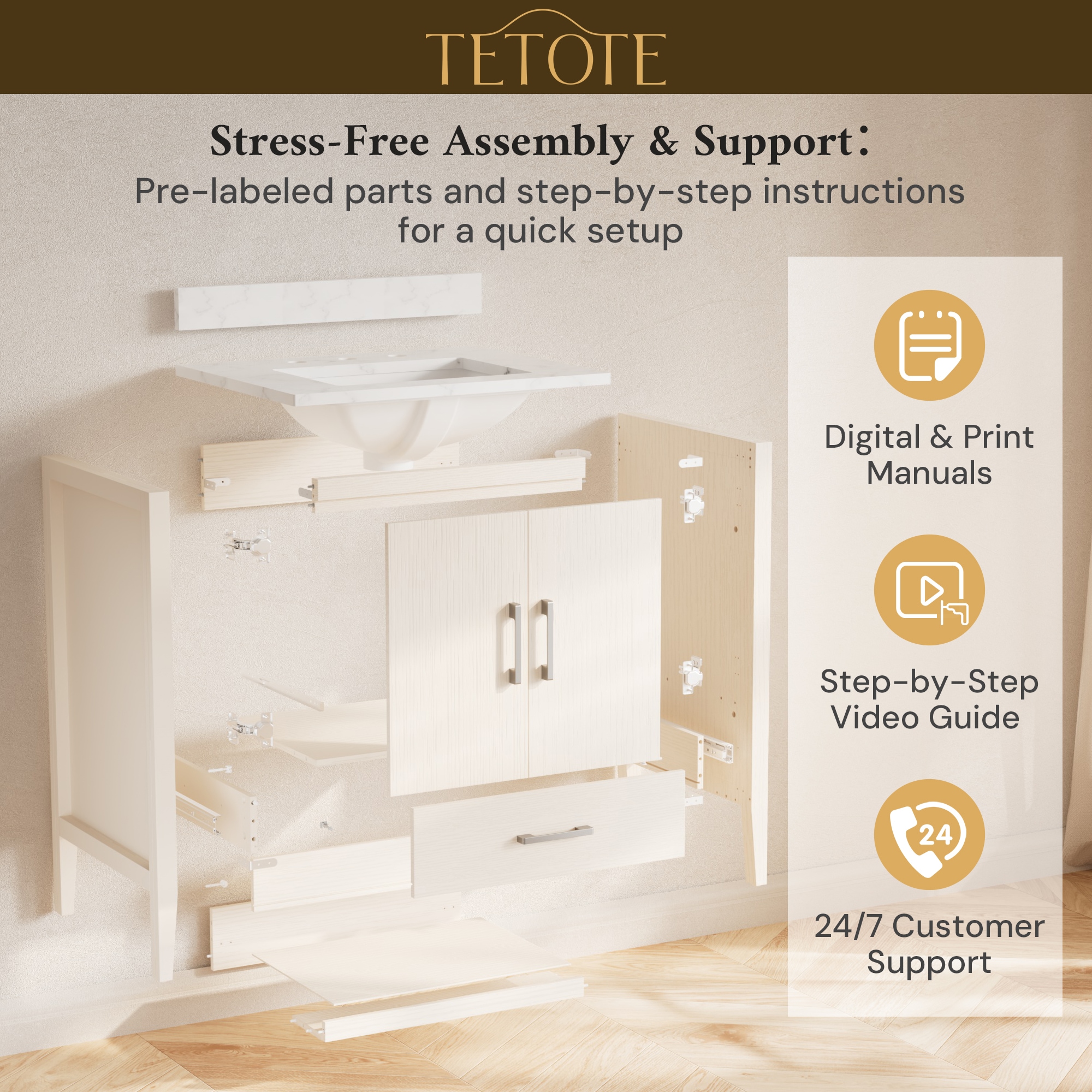 TETOTE LSC-TE-2420WH-BV2 Bath-Vanity-Combo - View #5